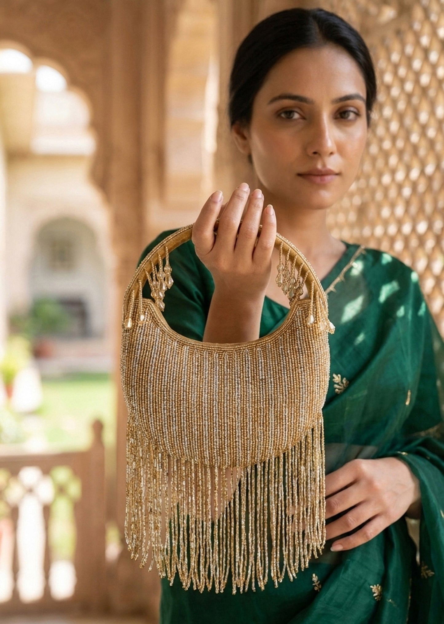 Radiant Gold Cut Dana Clutch