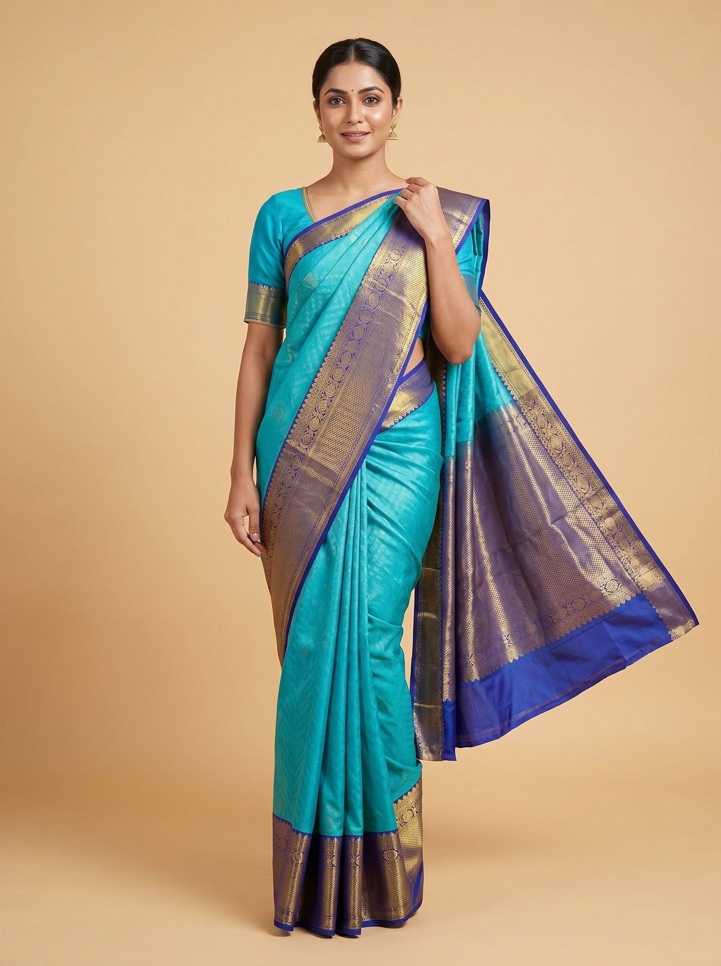 Rama Blue Serenity Handloom Saree