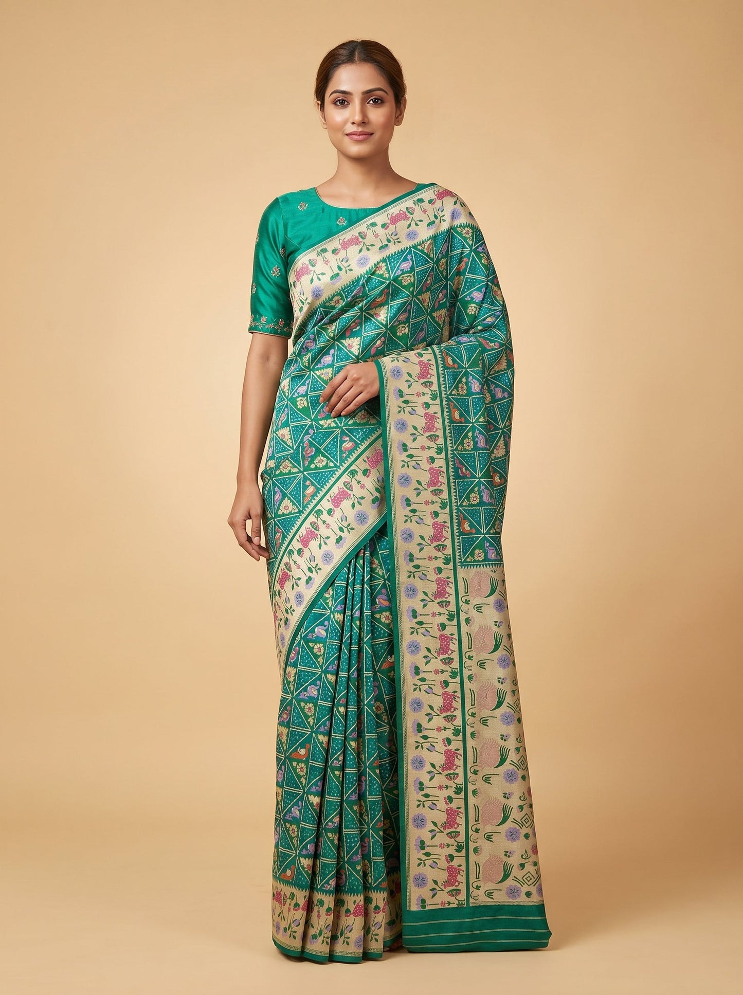 Rama Green Soft Bandhani Saree