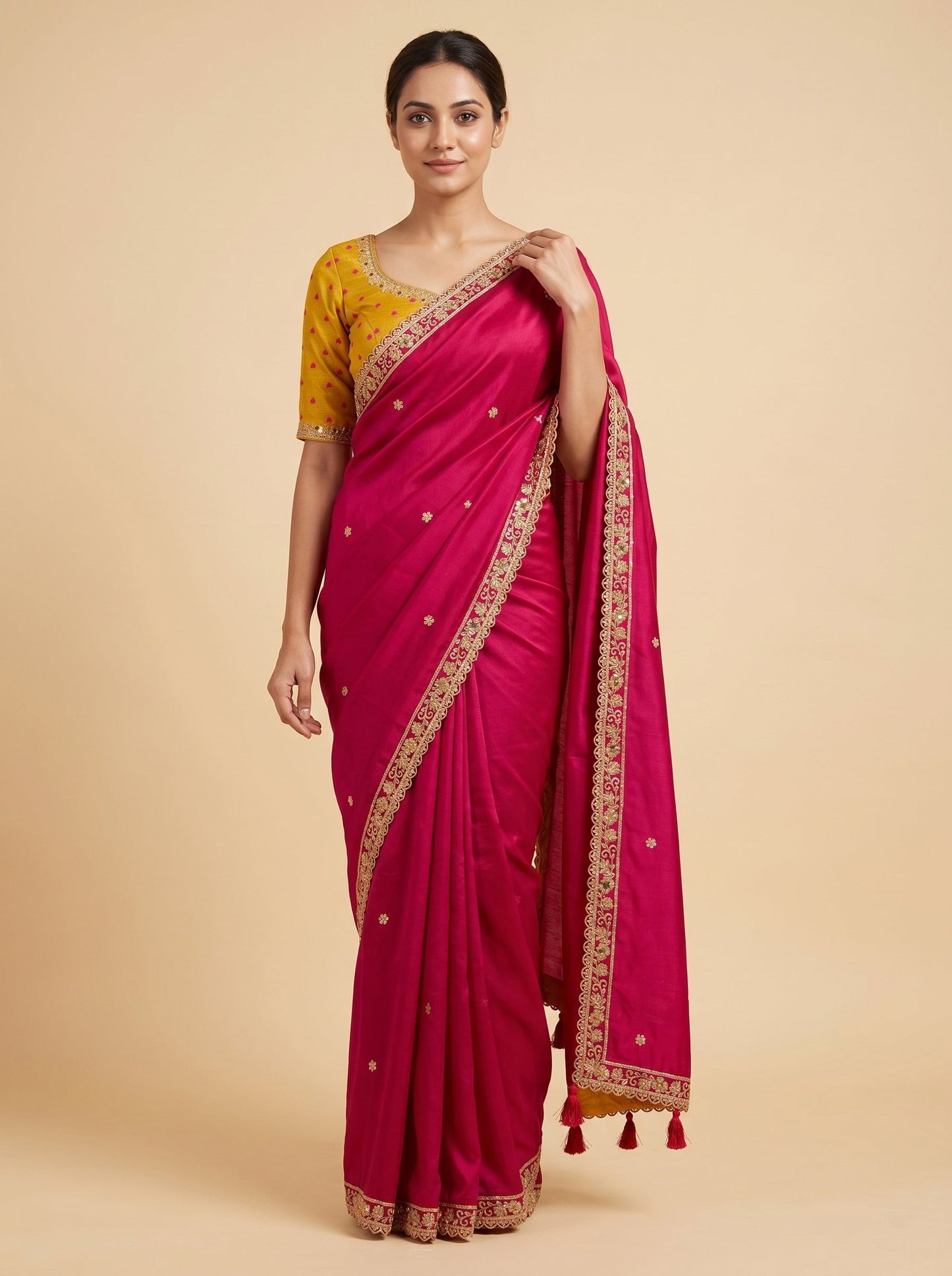 Rani Bold Embroidered Saree