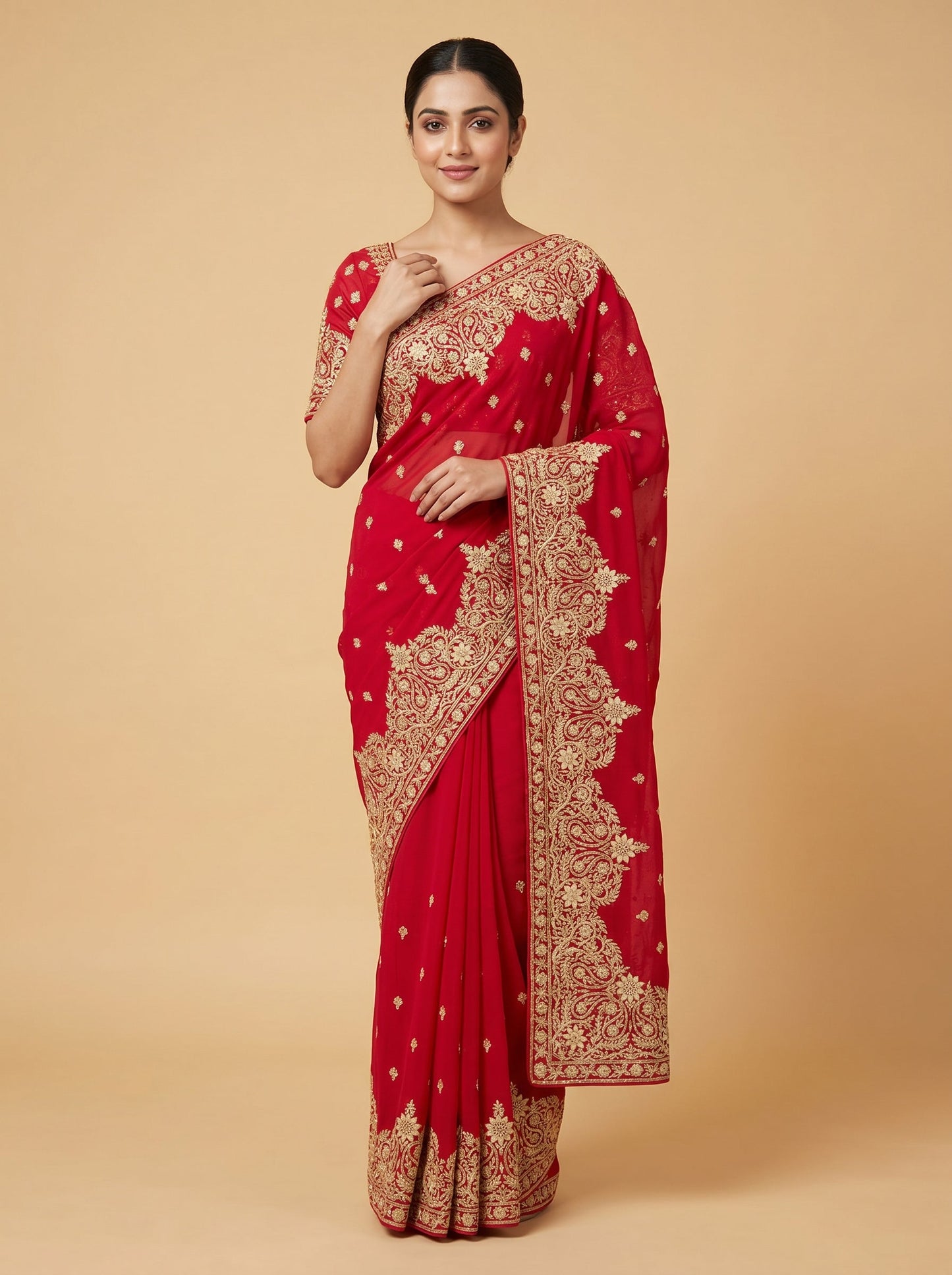 Rani Detailed Elegance Embroidered Saree