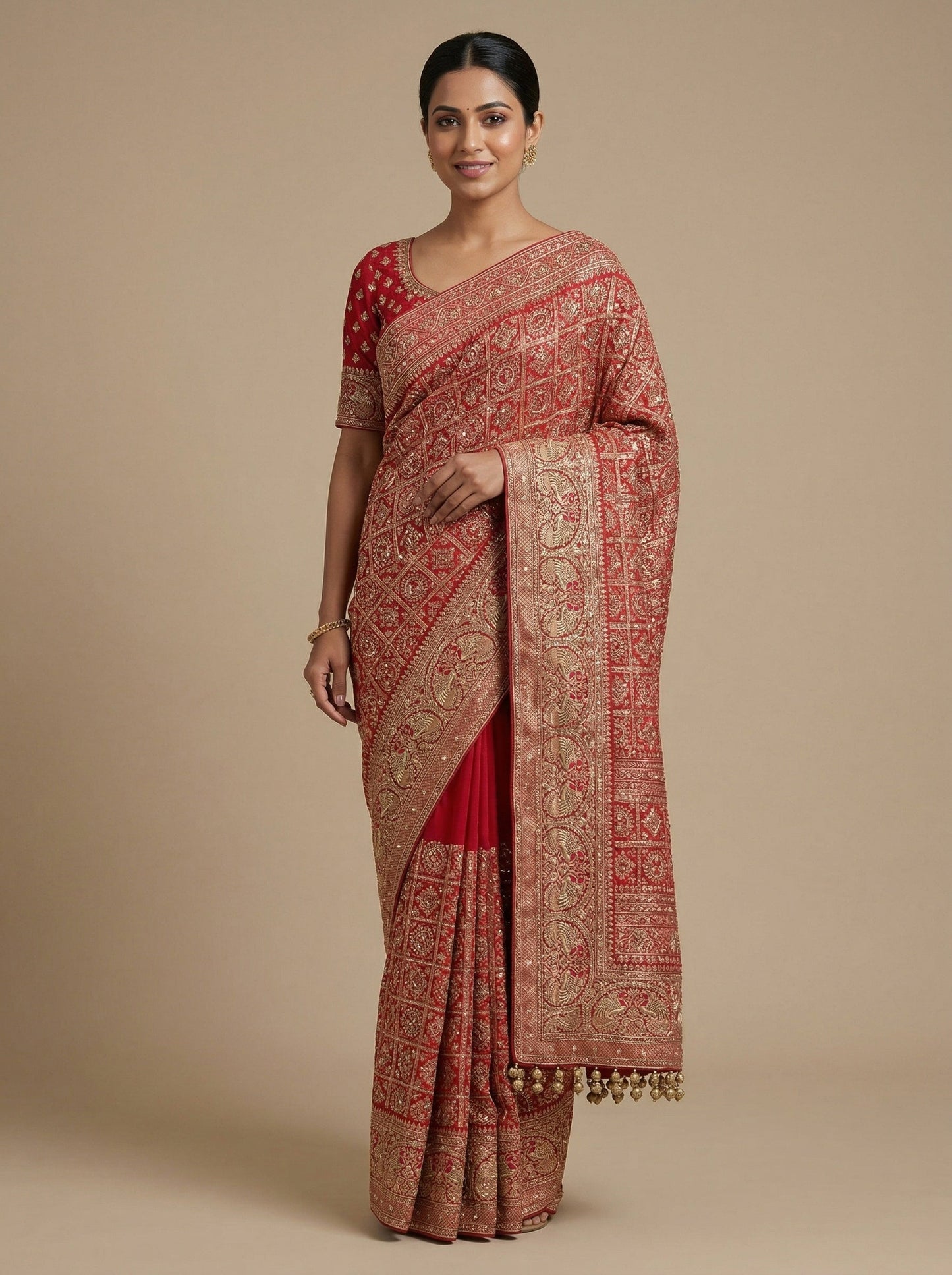 Rani Embellished Embroidered Saree