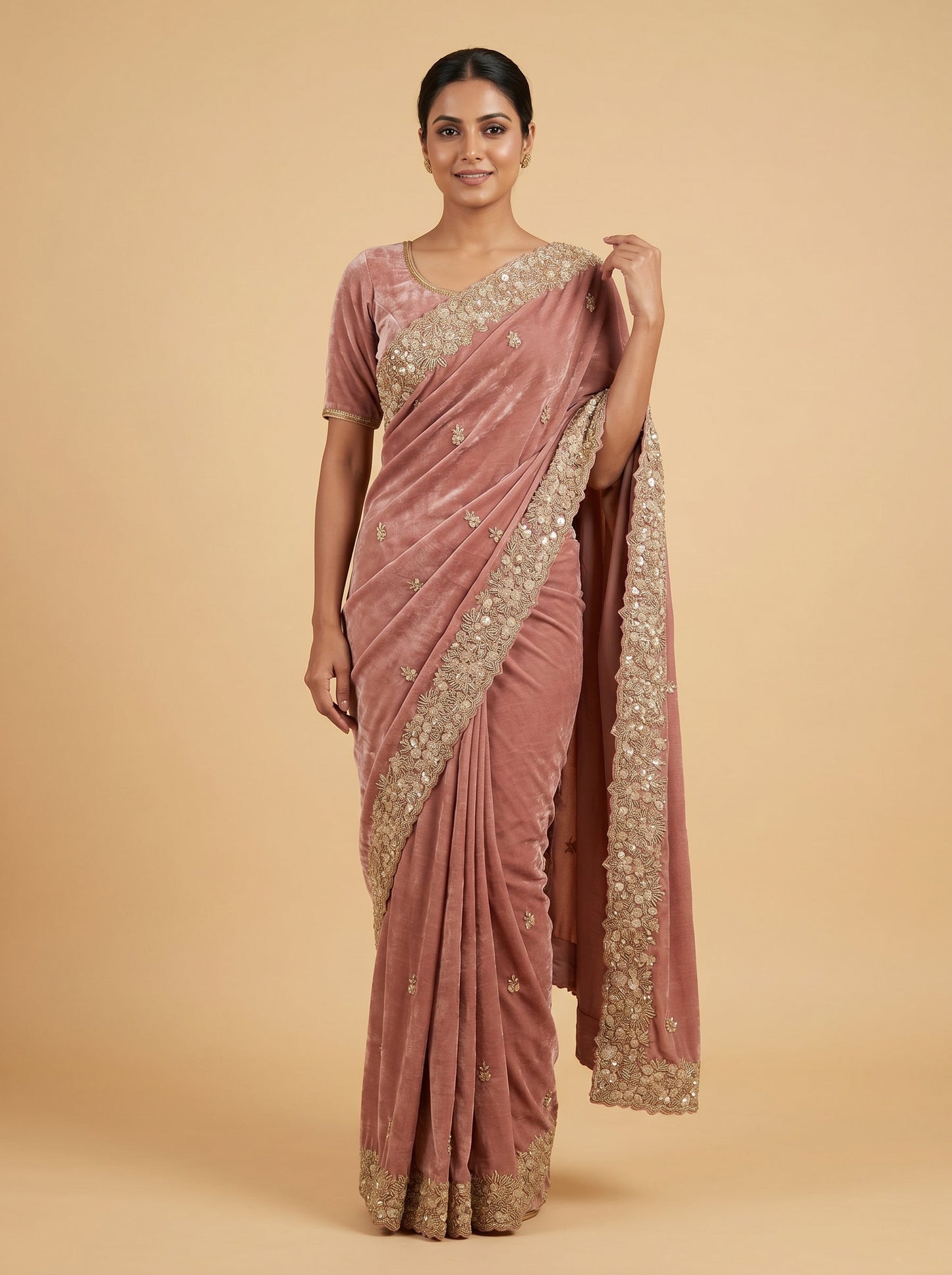 Rani Embroidered Saree