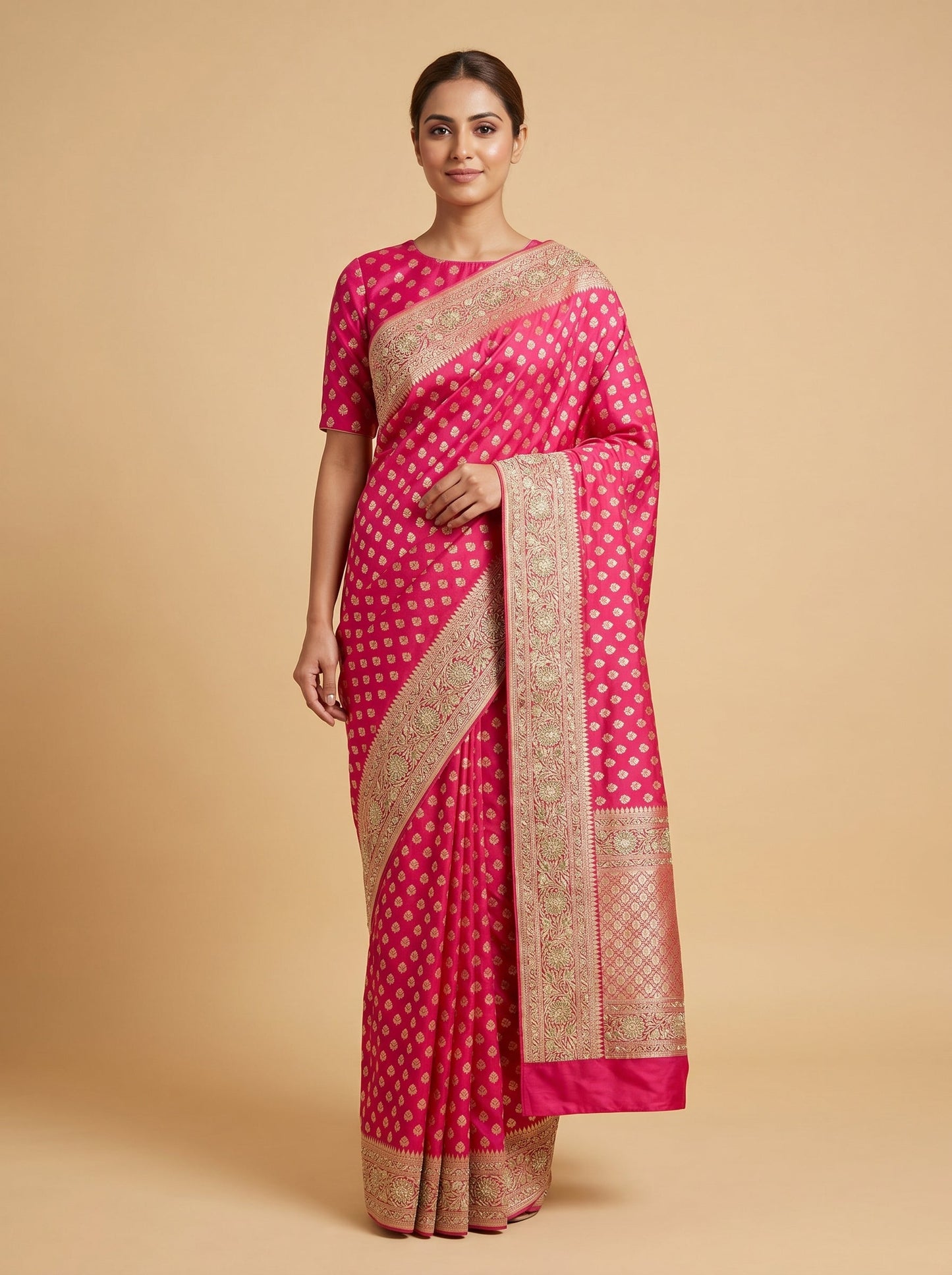 Rani Embroidered Saree with Regal Detailing