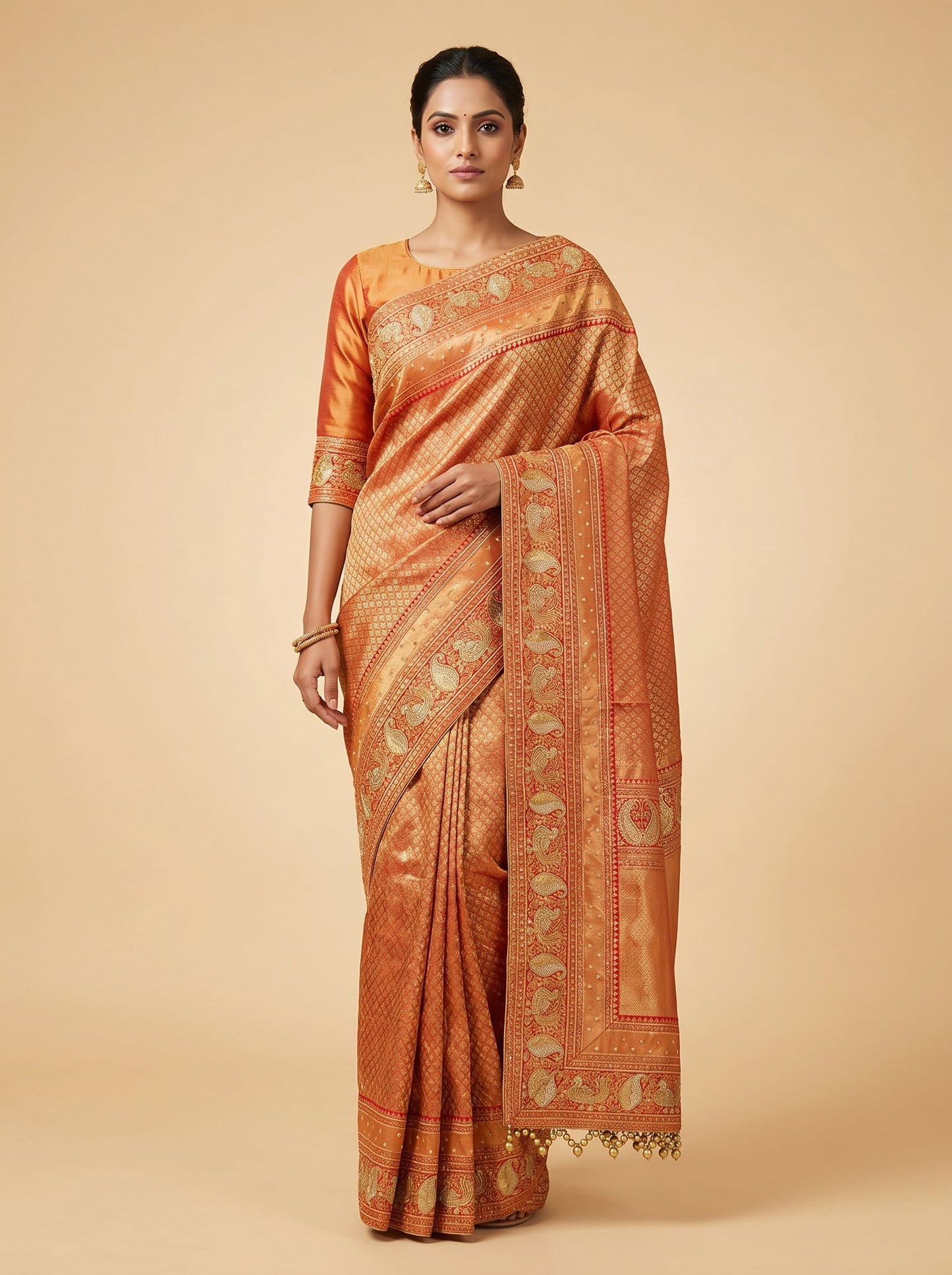 Rani embroidered saree with traditional design