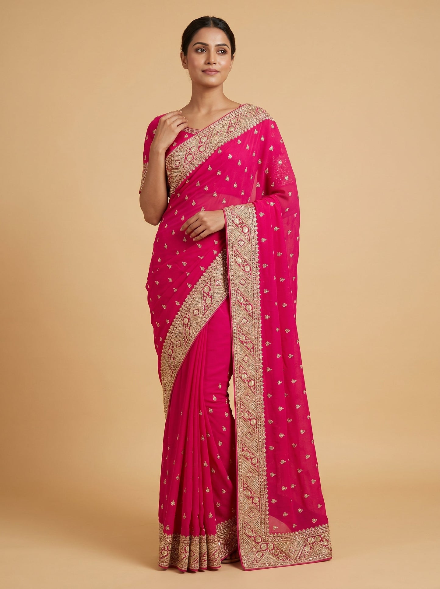 Rani Pink Bold Expression Handloom Saree