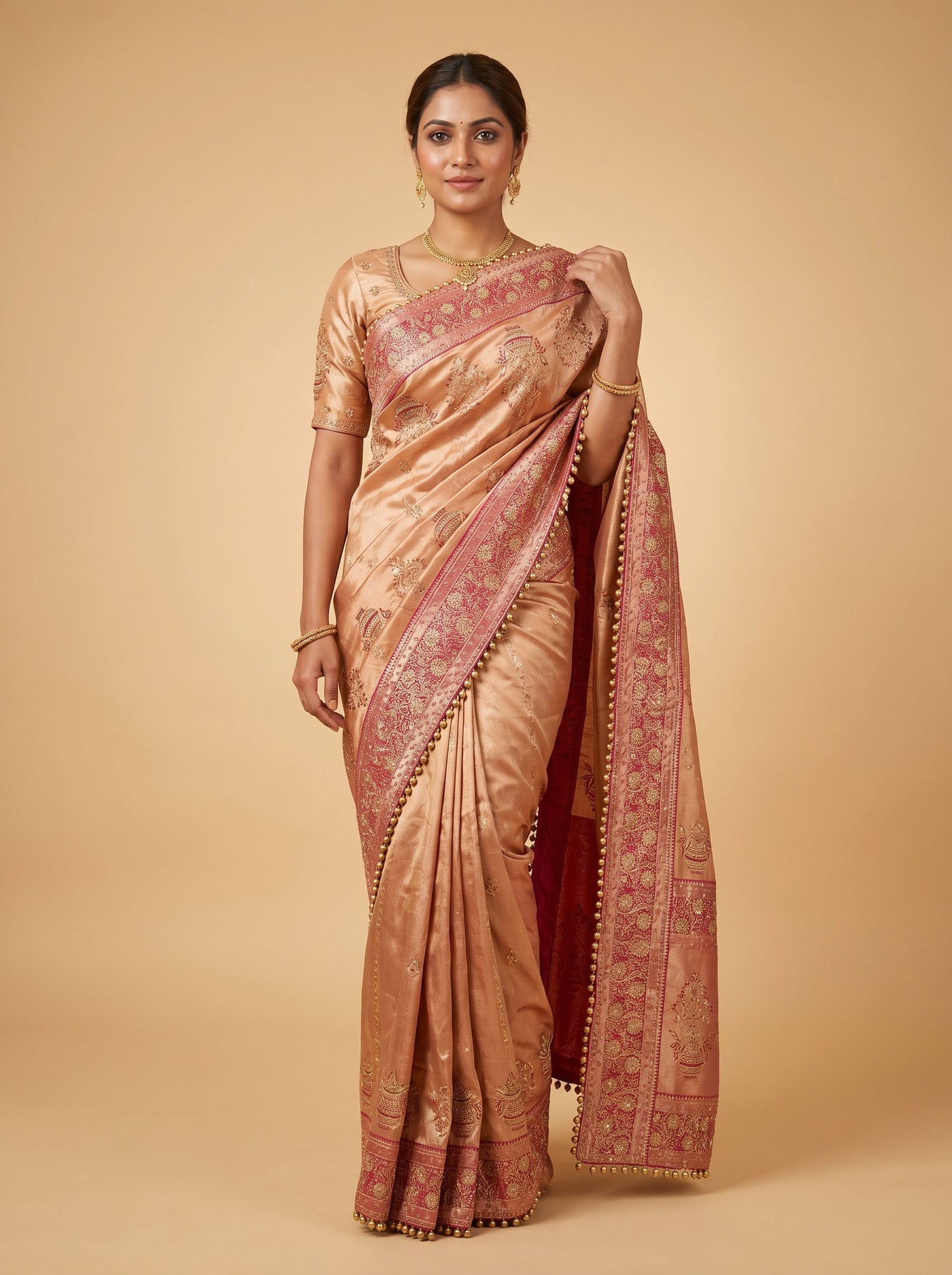 Rani Pink Celebratory Edit Embroidered Saree