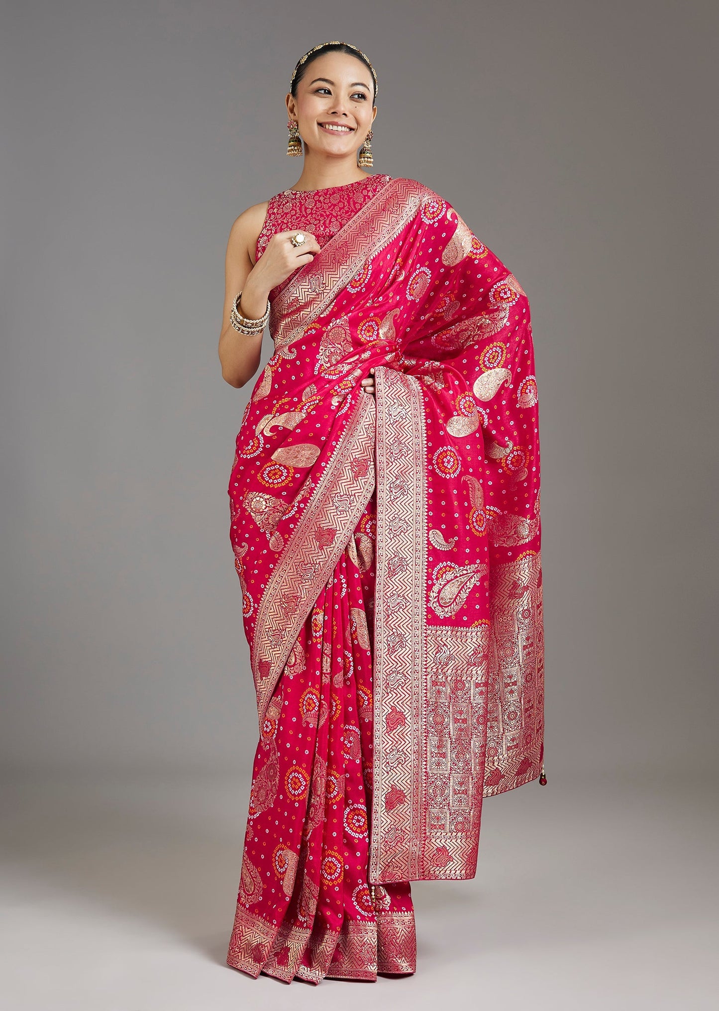 Rani Pink Dola Silk Saree