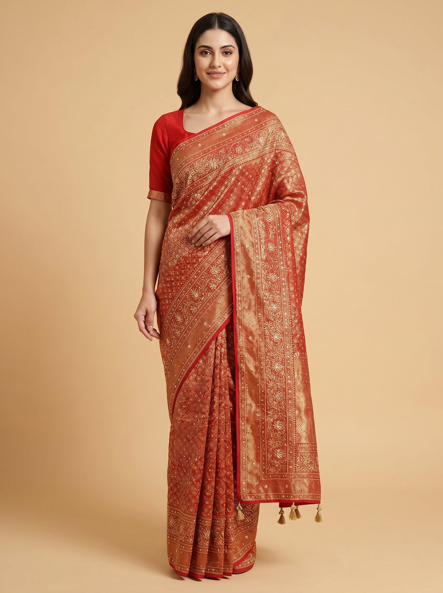 Rani Pink Festive Collection Embroidered Saree