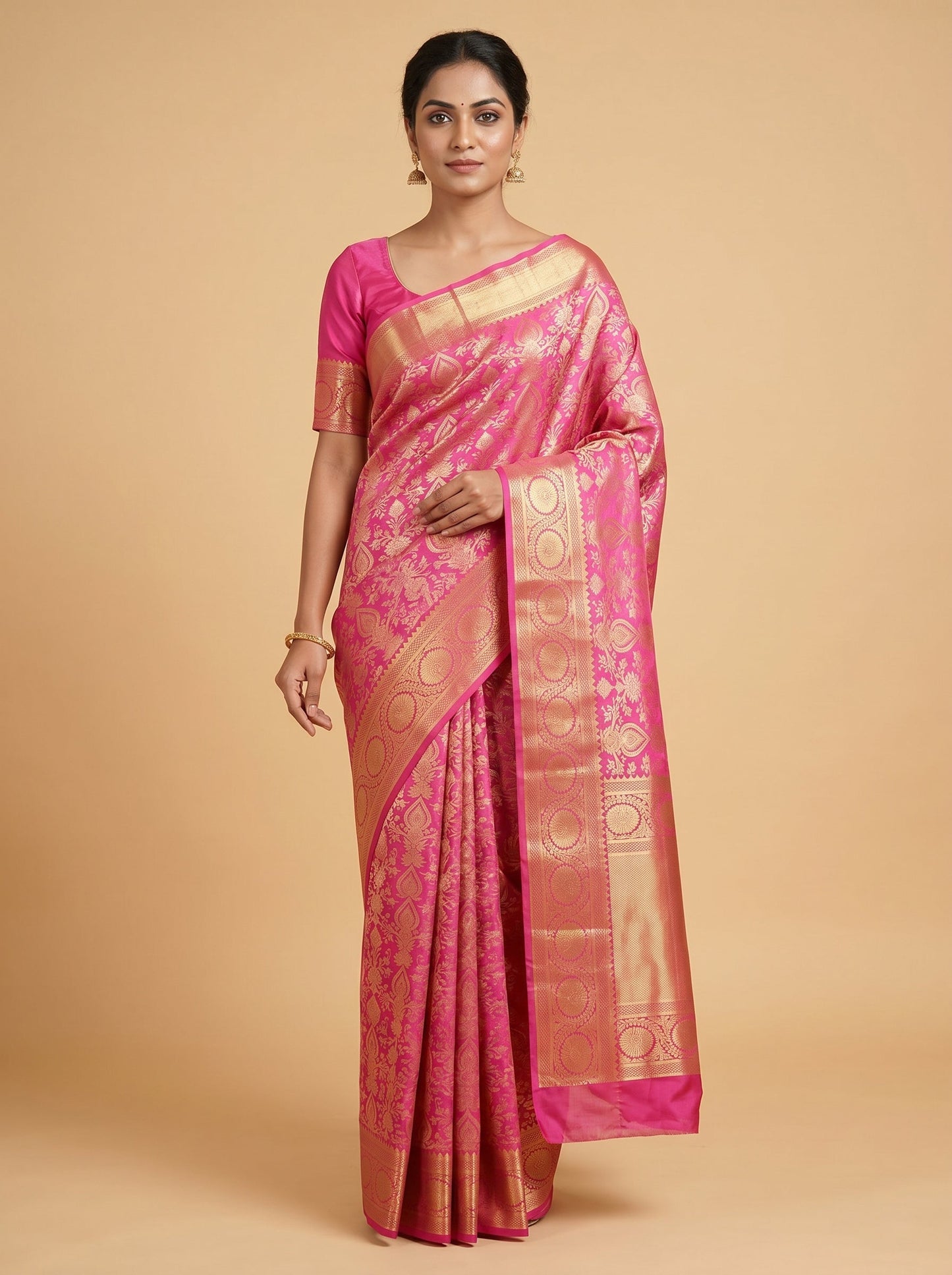 Rani Pink Festive Radiance Handloom Saree