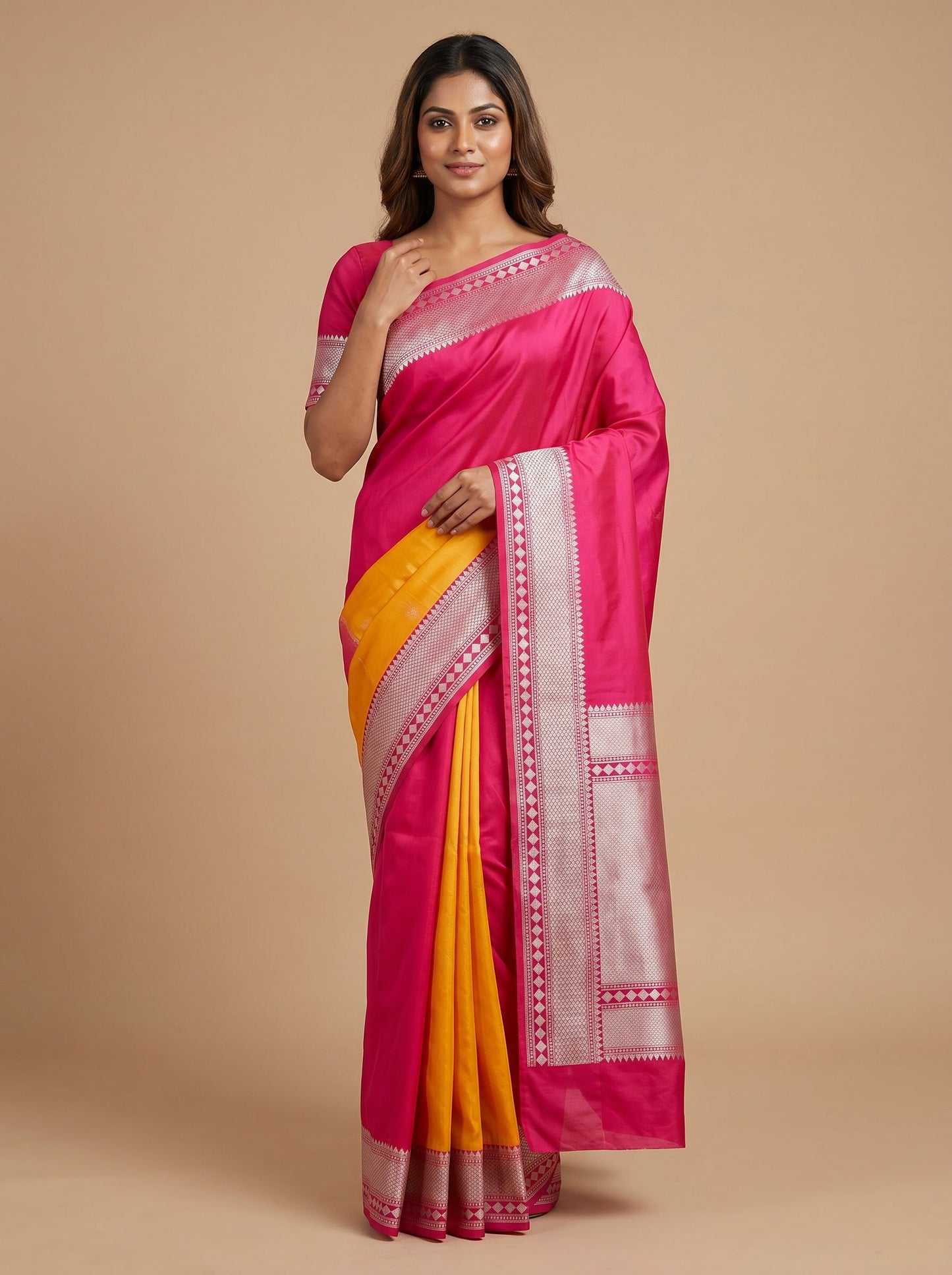 Rani Pink Radiant-Flow Handloom Saree