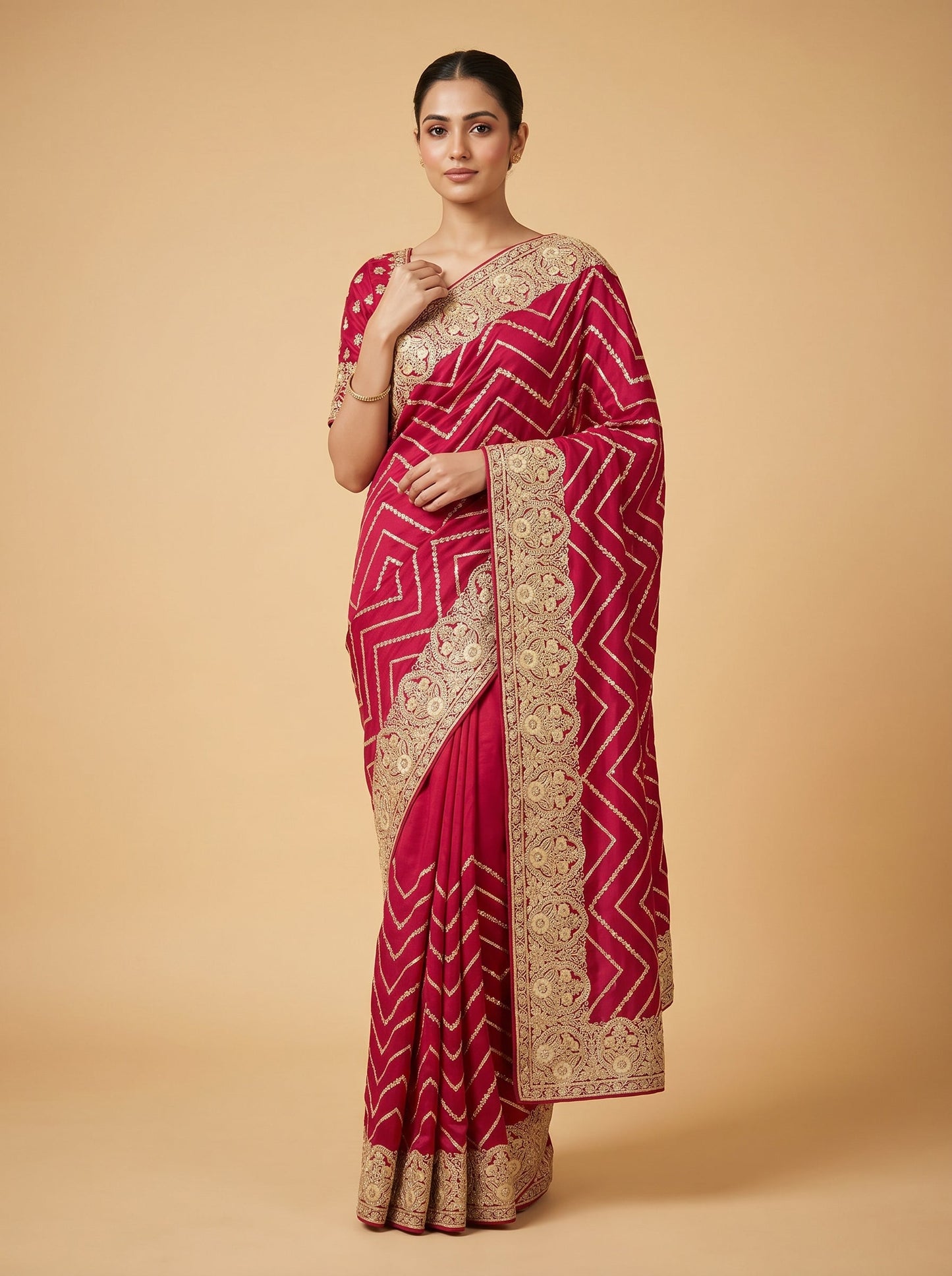 Rani Pink Vibrant Art Saree