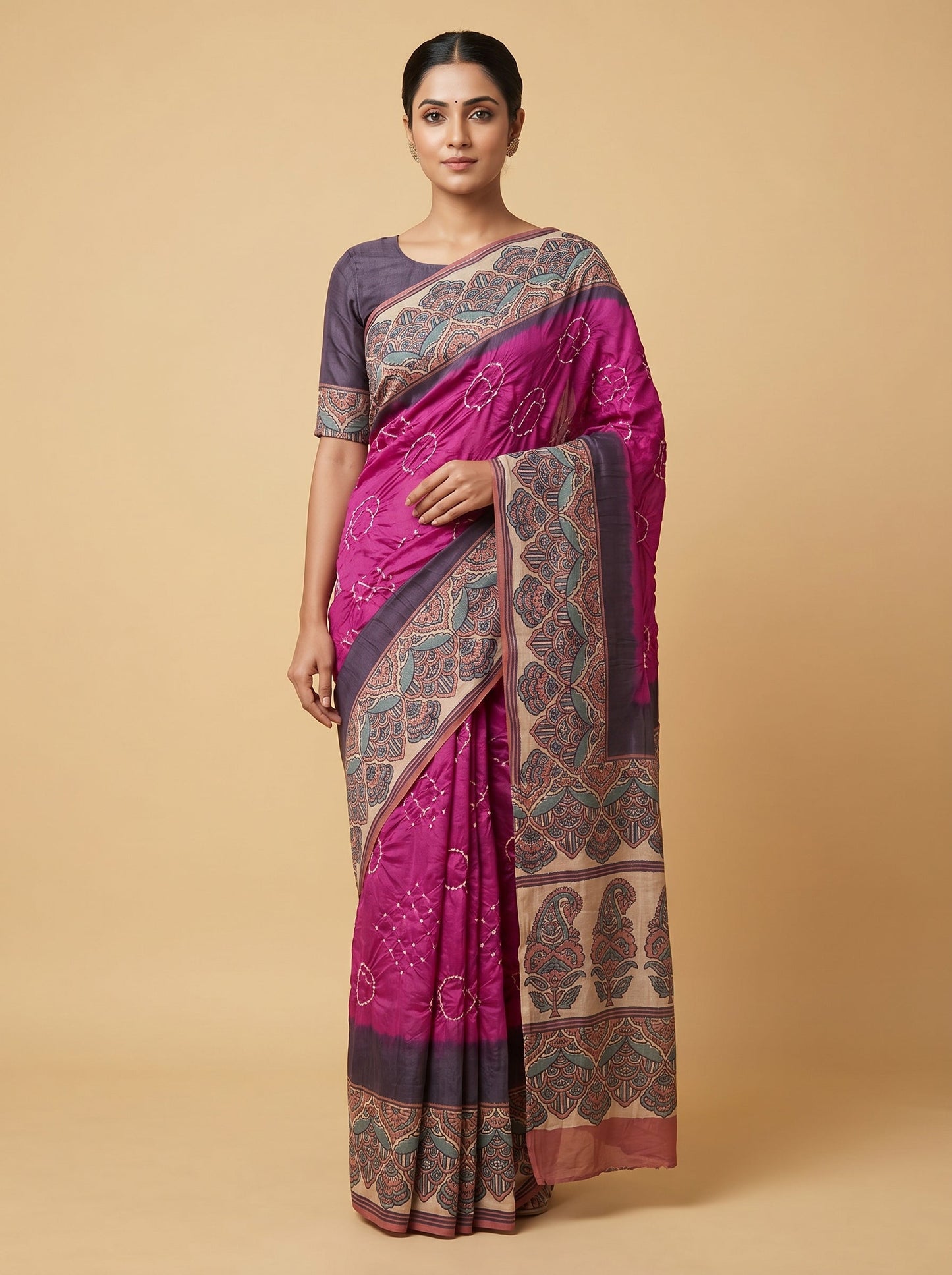 Rani Pink Vibrant Bandhani Saree