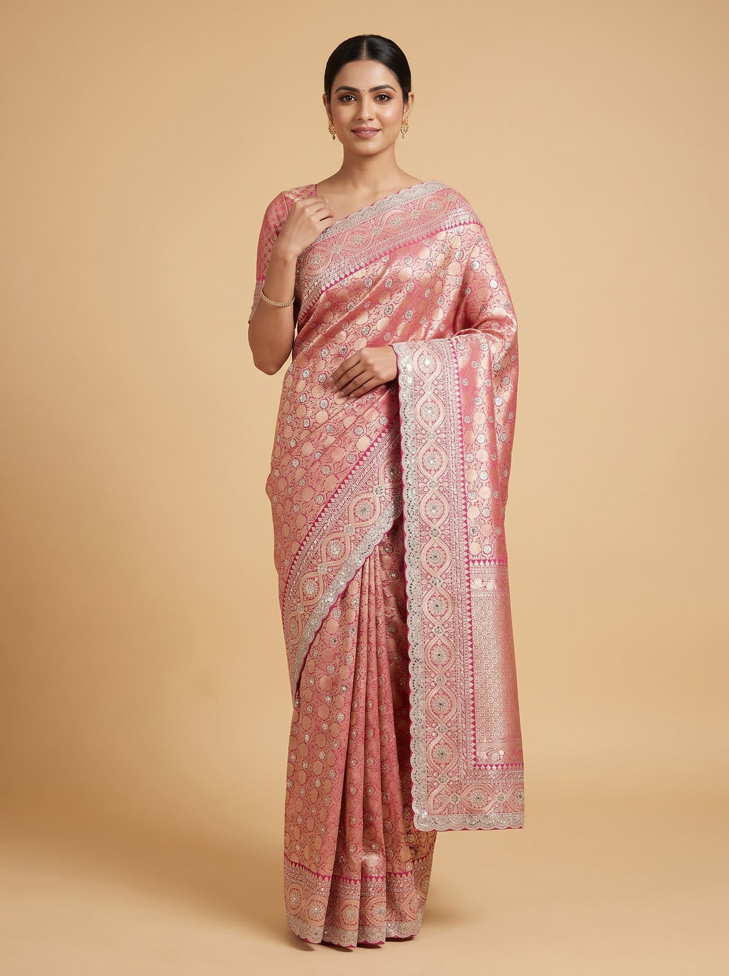 Rani Pink Vibrant Stitch Saree