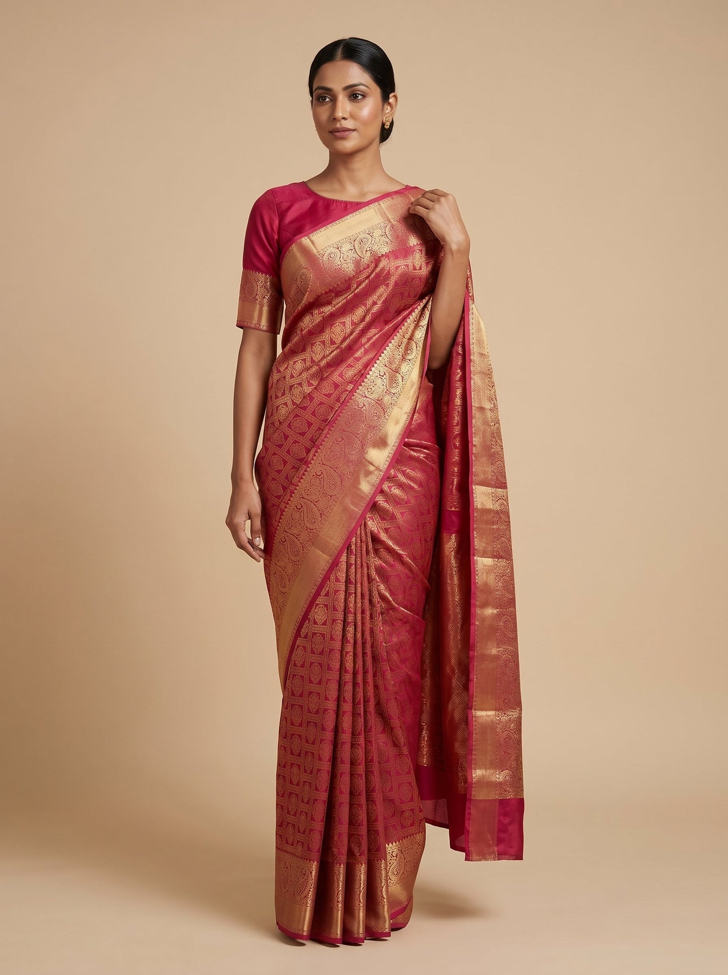 Rani Pink Festive Loom Handloom Saree