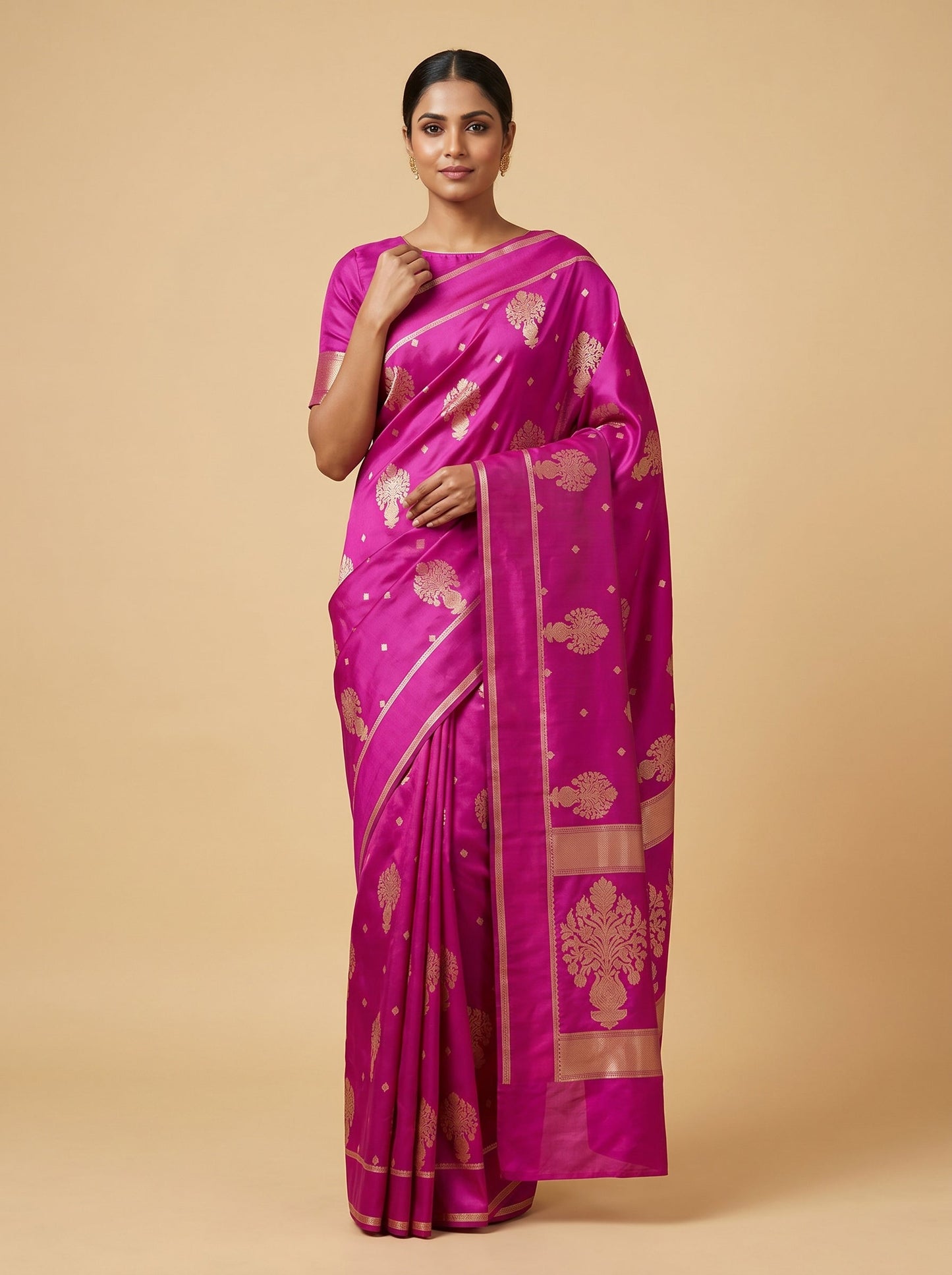Rani Pop Pink Handloom Saree