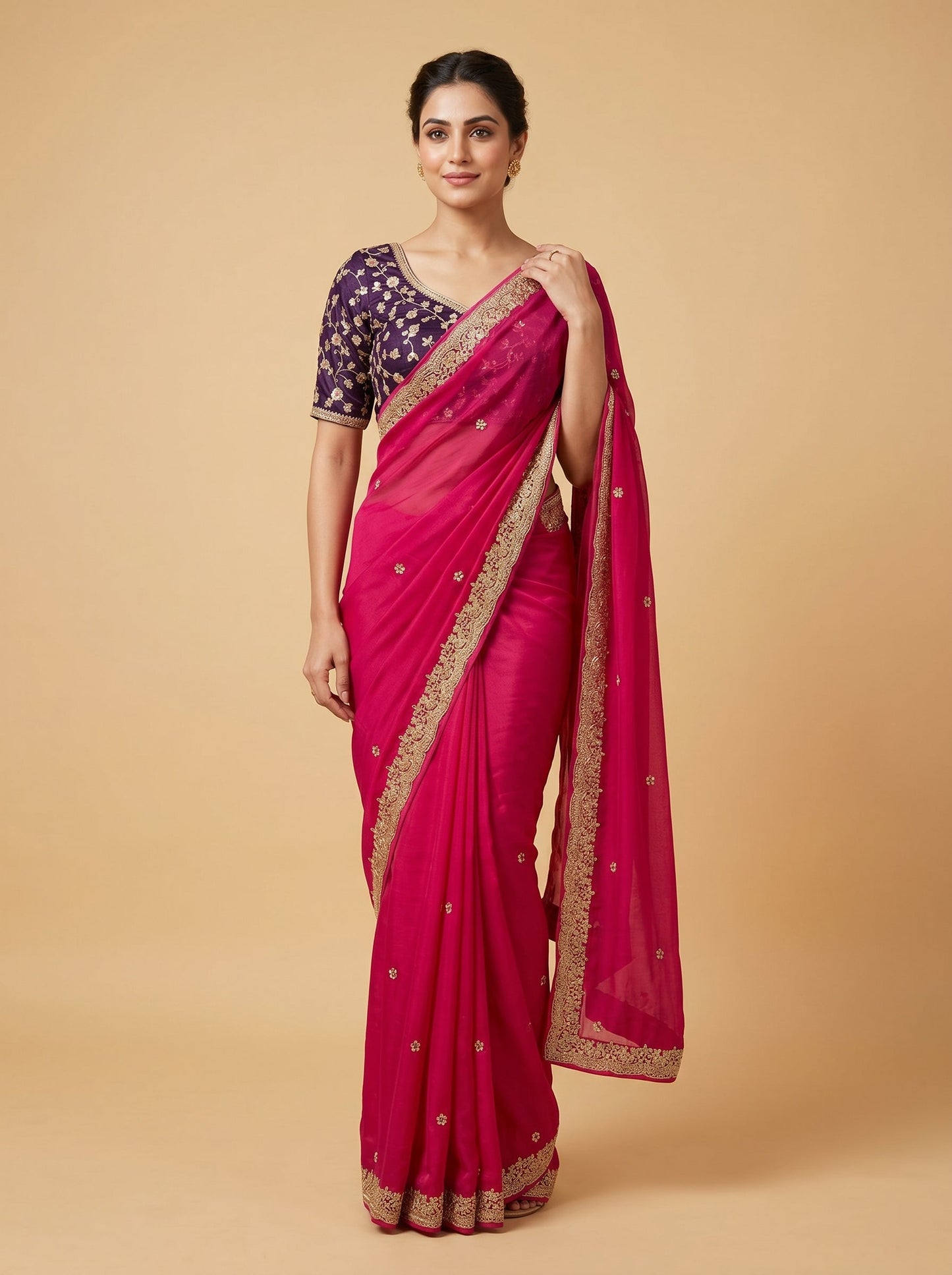 Rani Purple Luxe Embroidered Saree