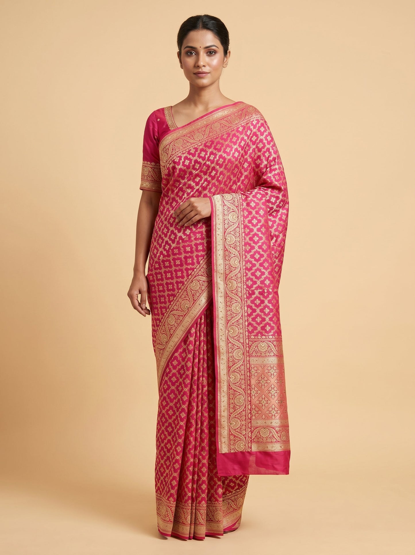Rani Red Festive Embroidered Saree