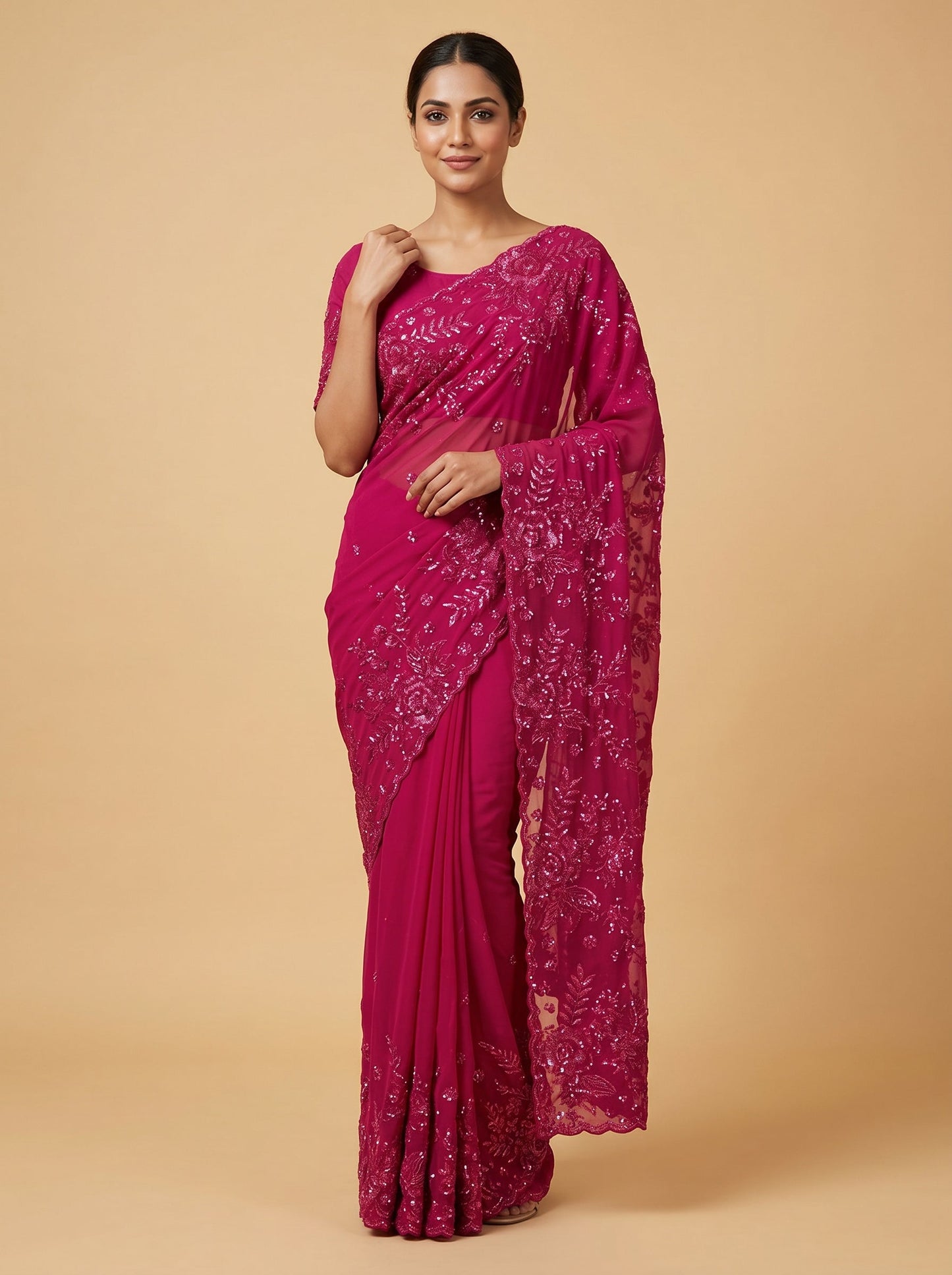 Rani Refined Glow Embroidered Saree