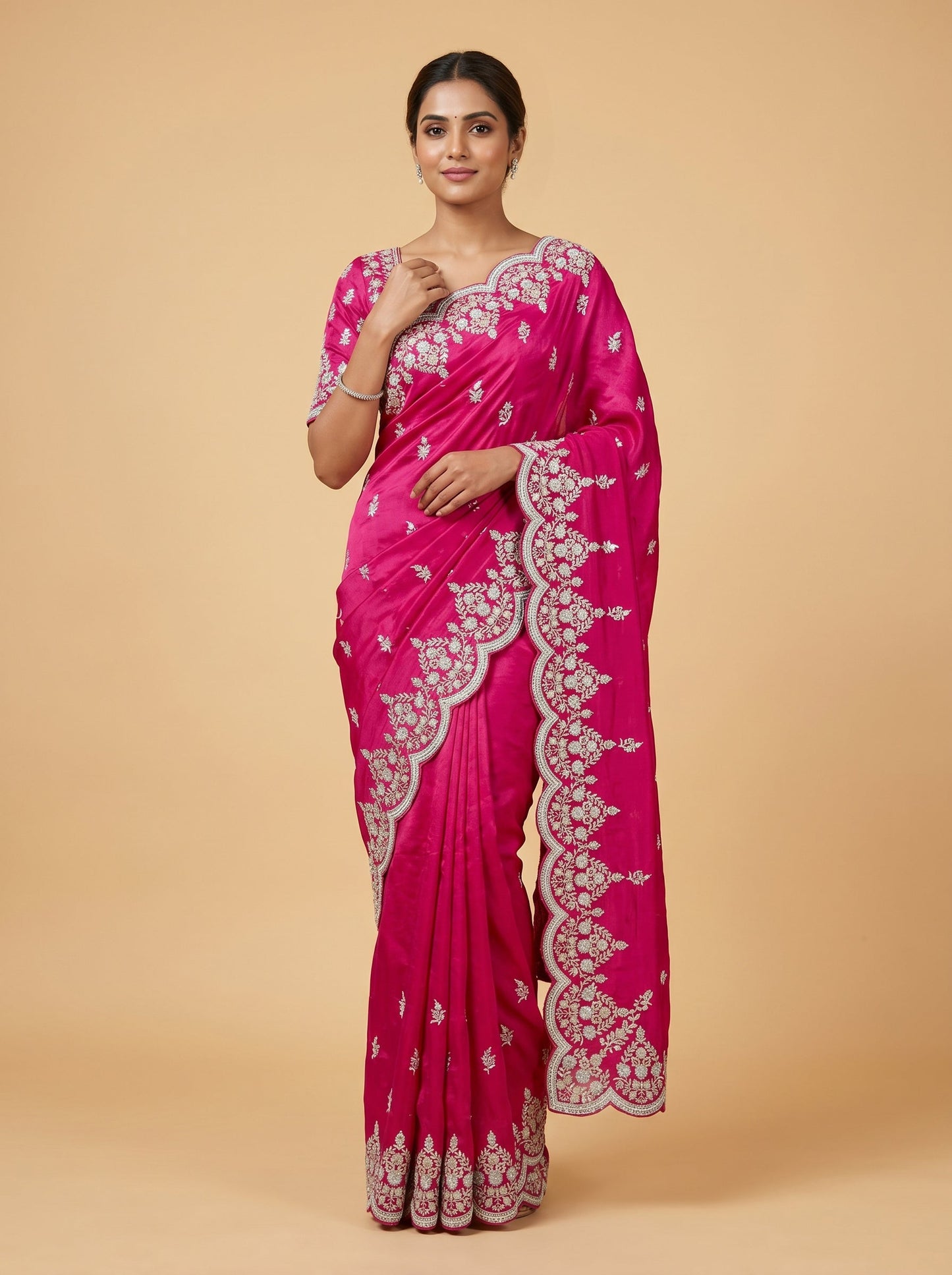 Rani Shade Glow Embroidered Saree