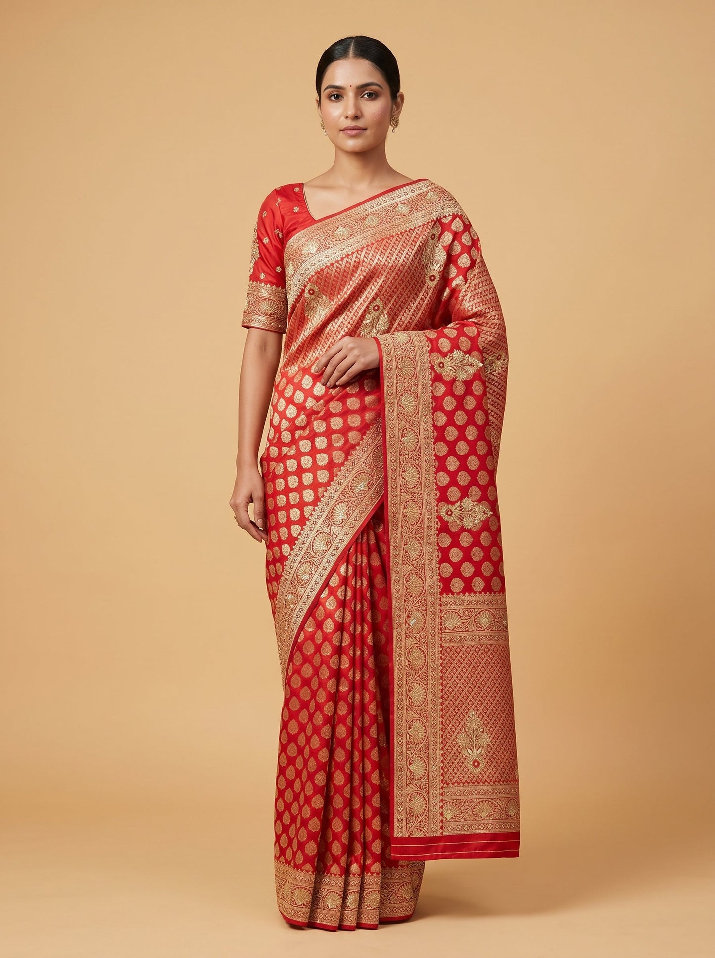 Red Brave Embroidery Saree