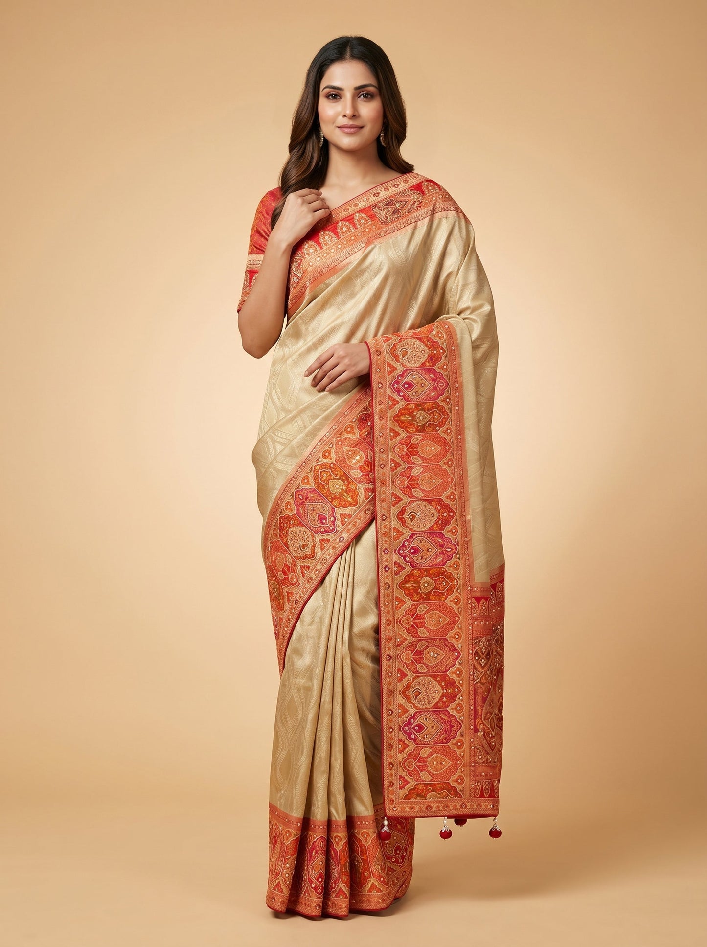 Red Celebration Embroidered Saree