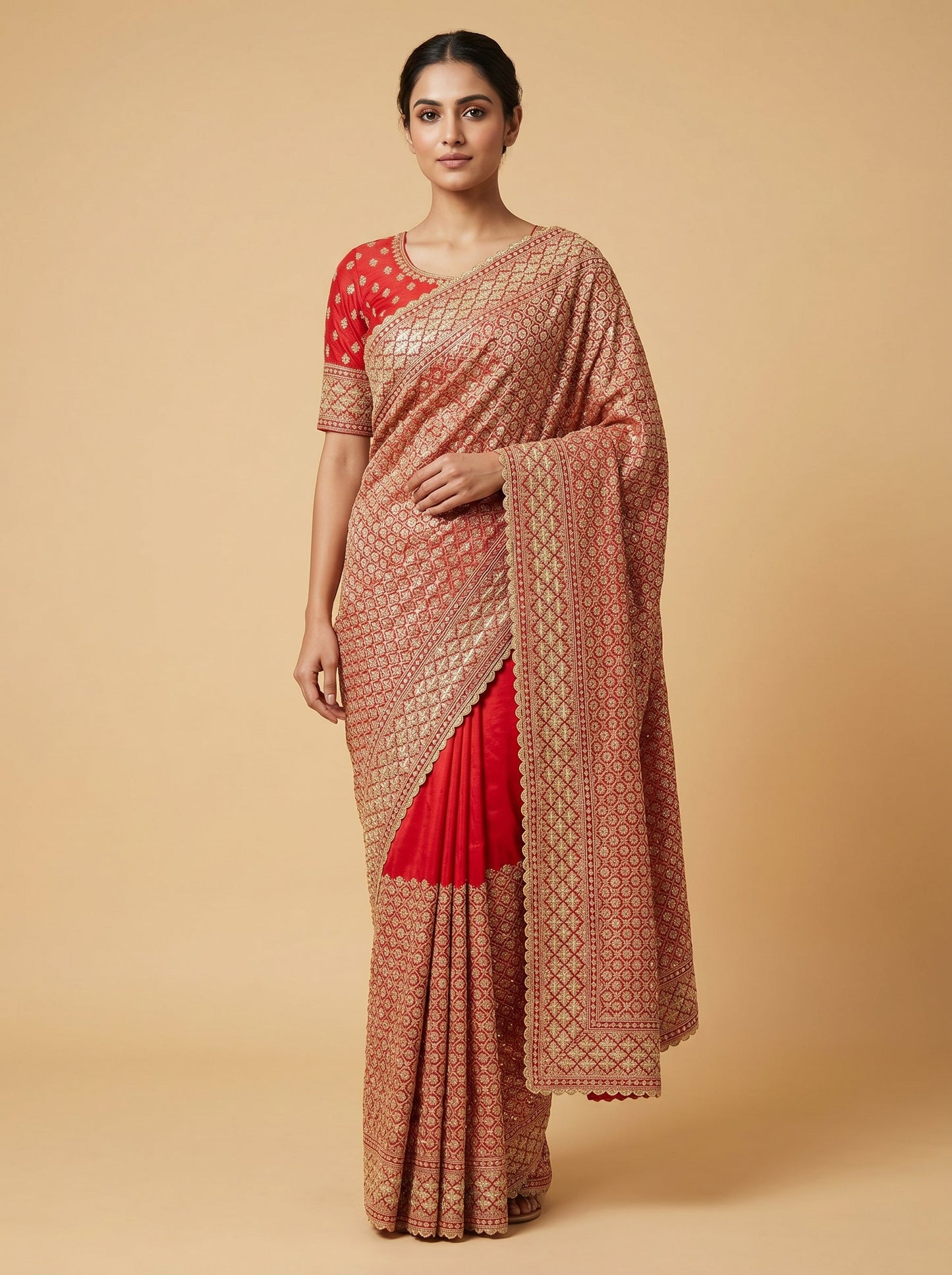 Red Classic Embroidery Saree