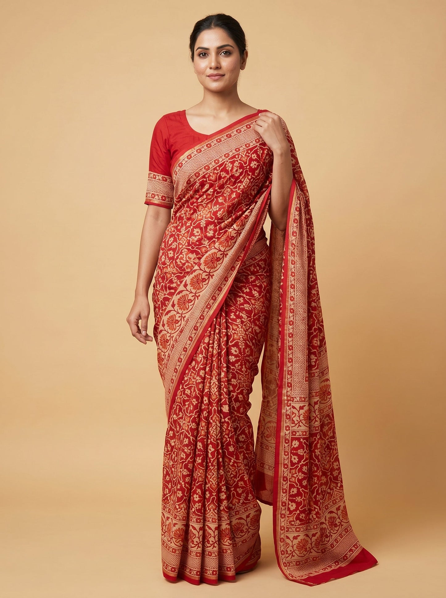 Red Classic Power Handloom Saree