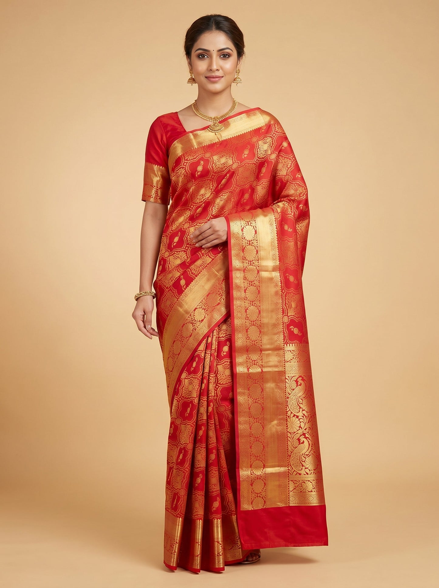 Red Intense Weave Handloom Saree