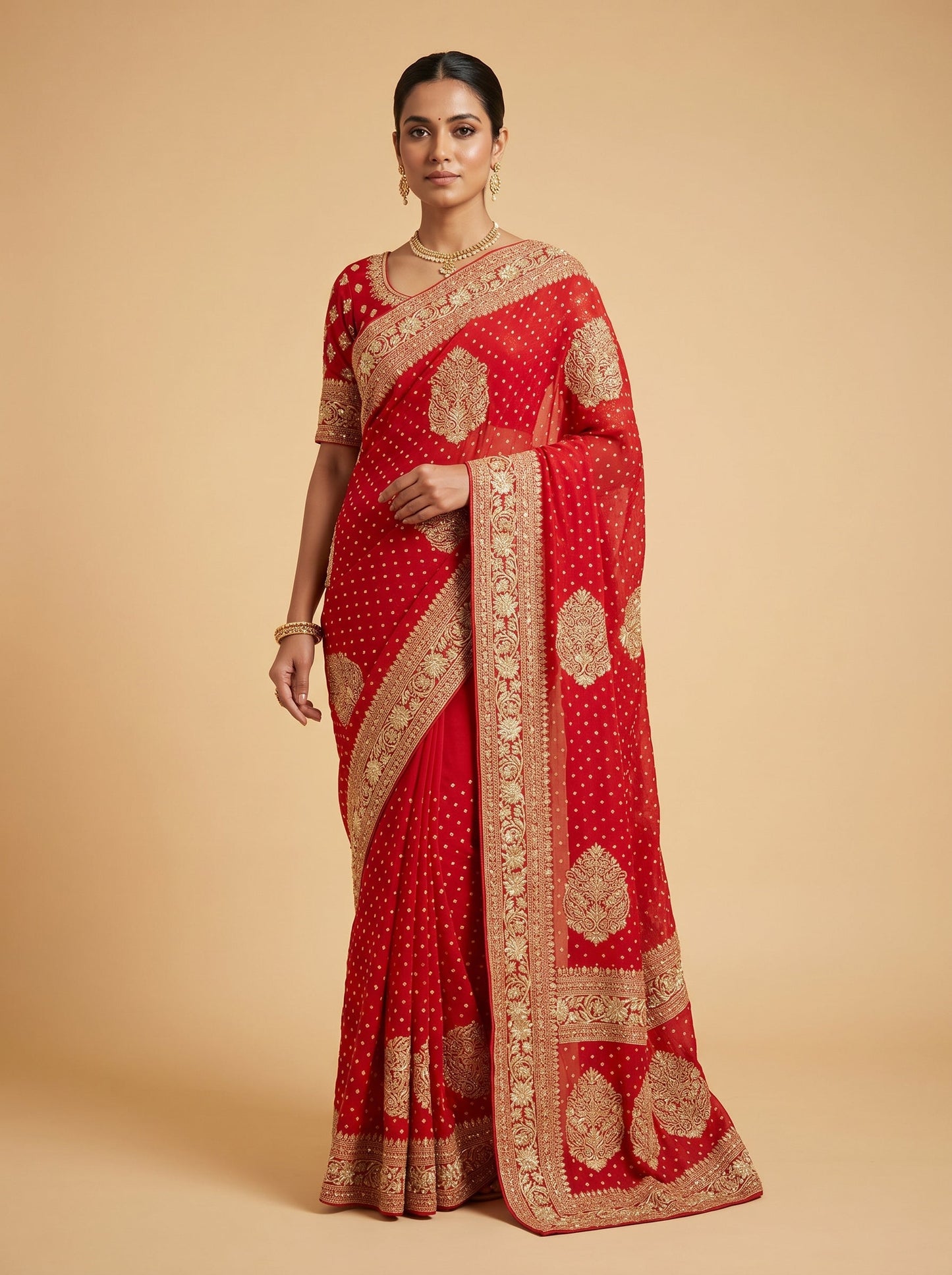 Red Dynamic Embroidered Saree