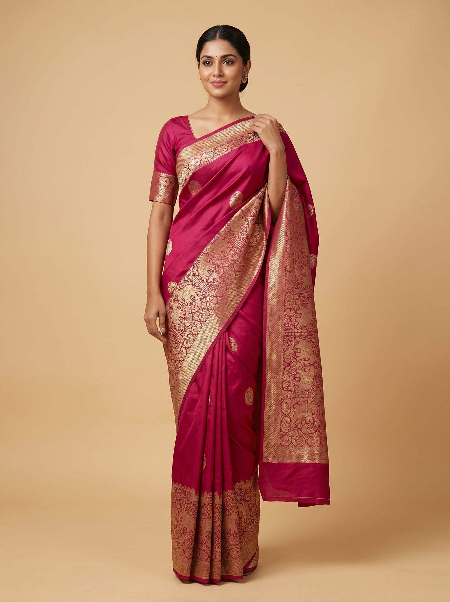 Red Eternal Pattern Handloom Saree