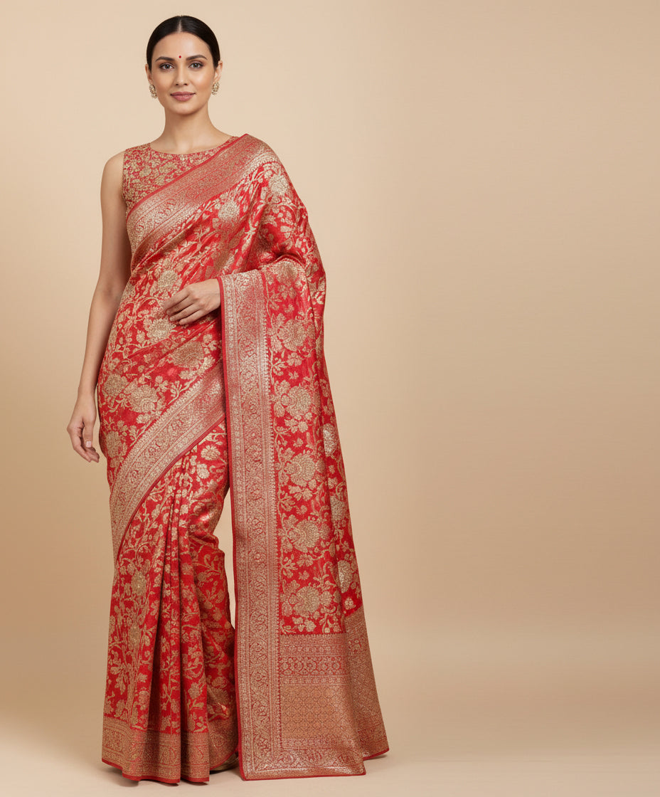 Red Grand Embroidered Saree
