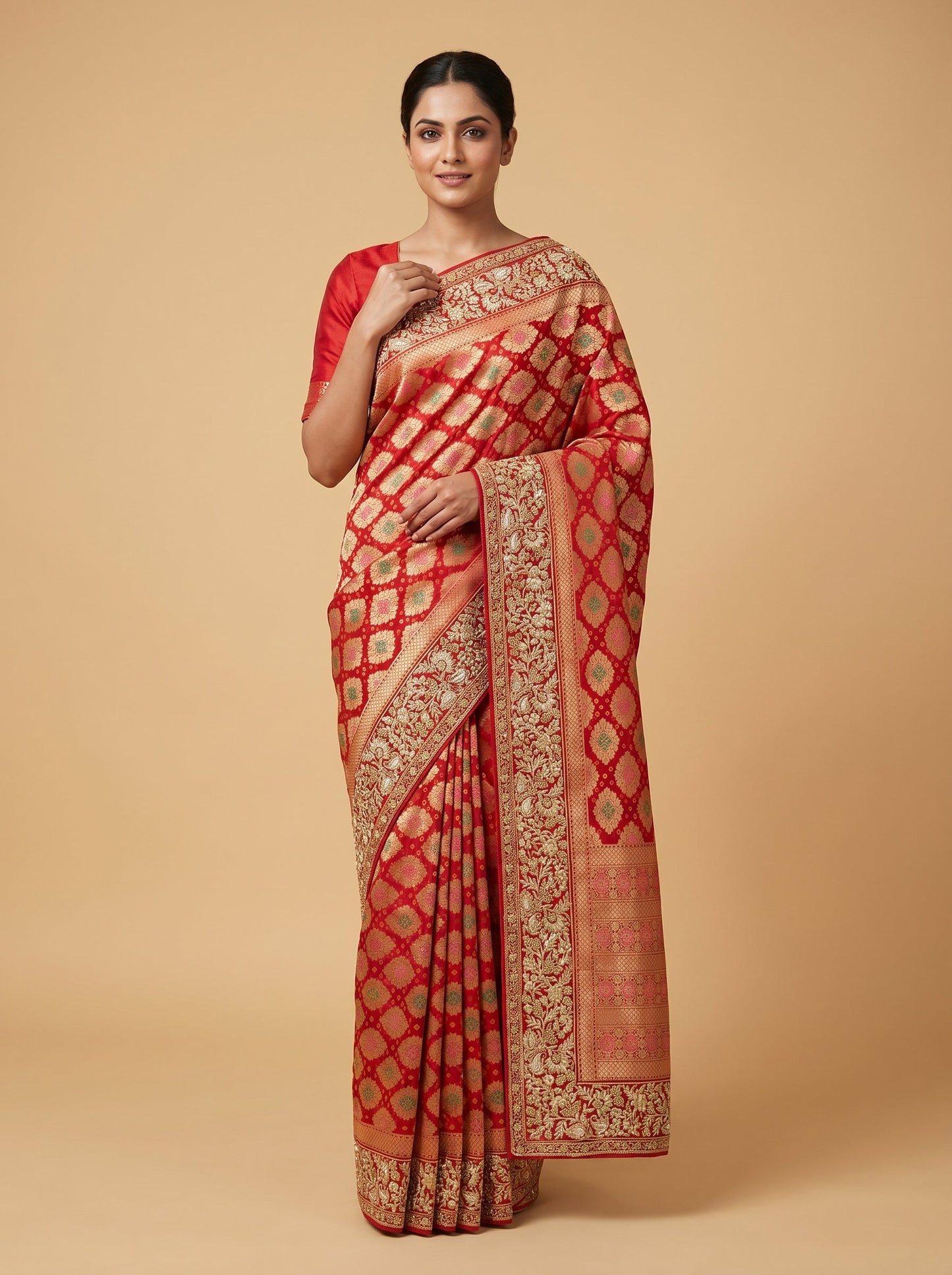 Red Intense Detail Embroidered Saree