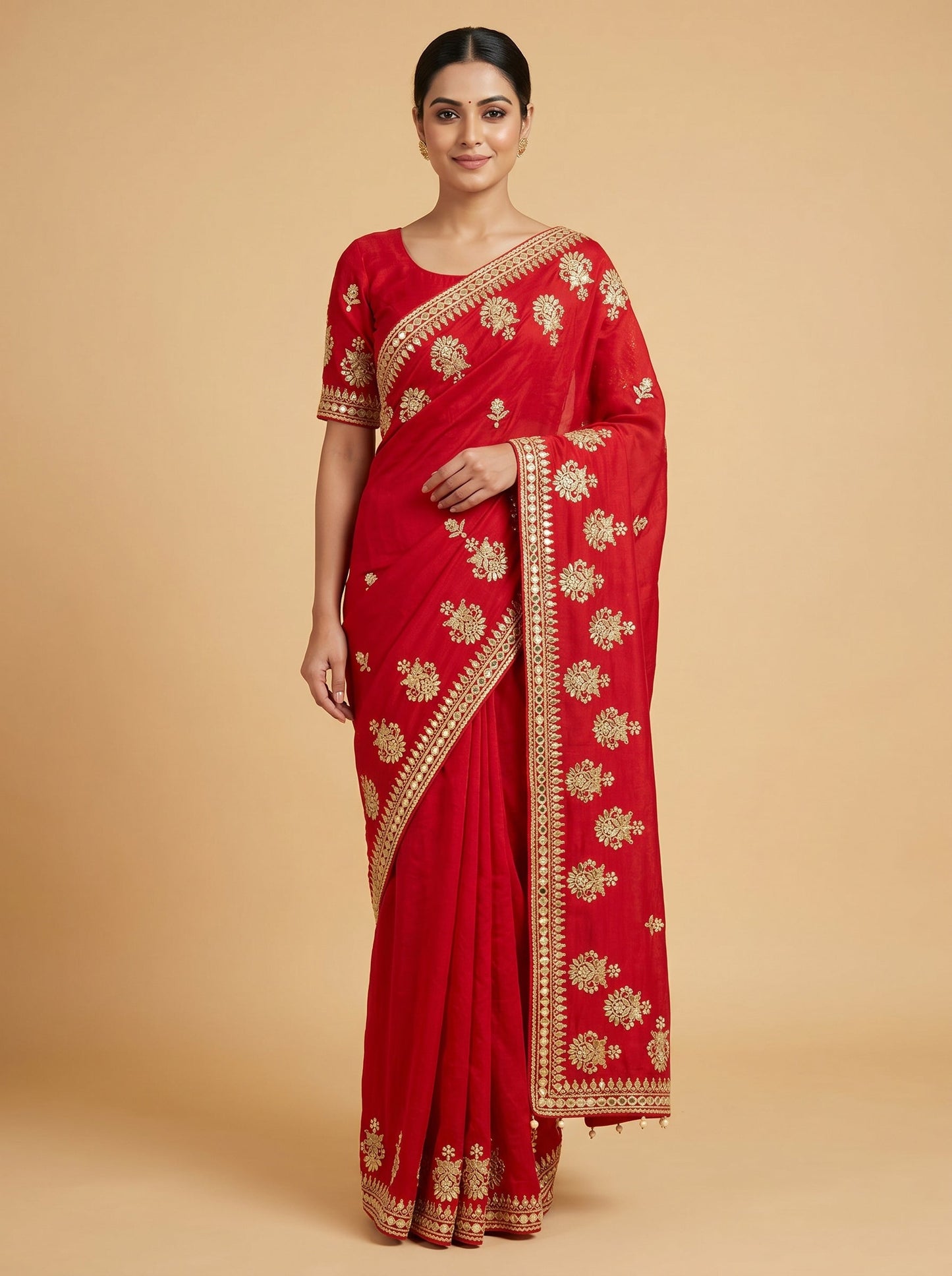 Red Intense Glow Embroidered Saree