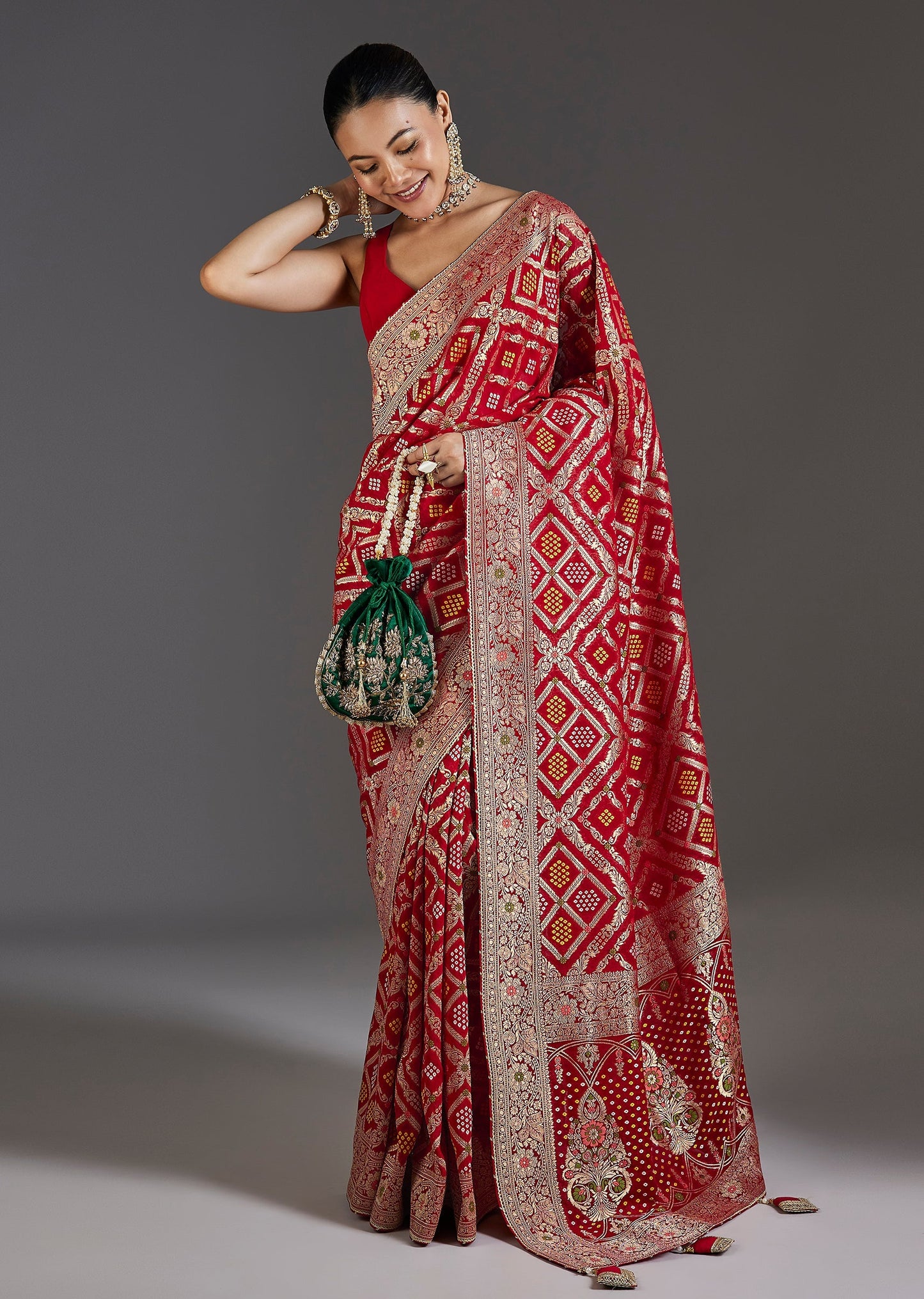 Red Khaddi Georgette Saree