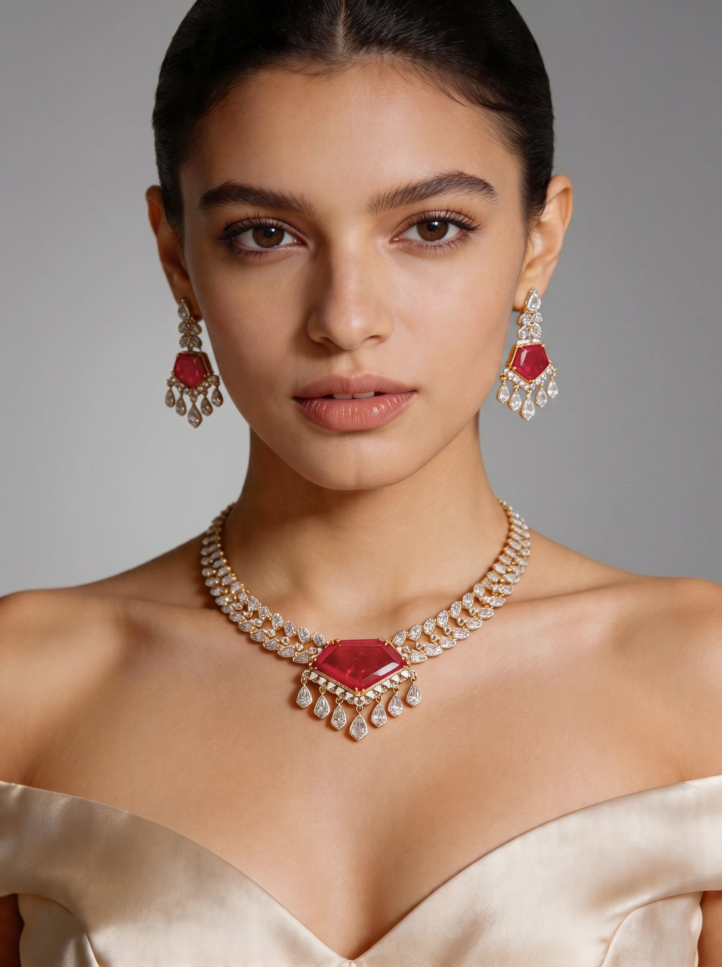 Red Kundan Statement Necklace Set