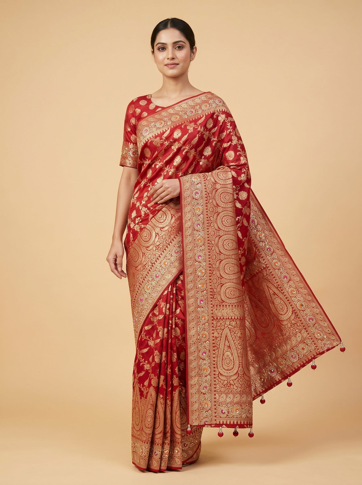 Red Legendary Stitch Saree