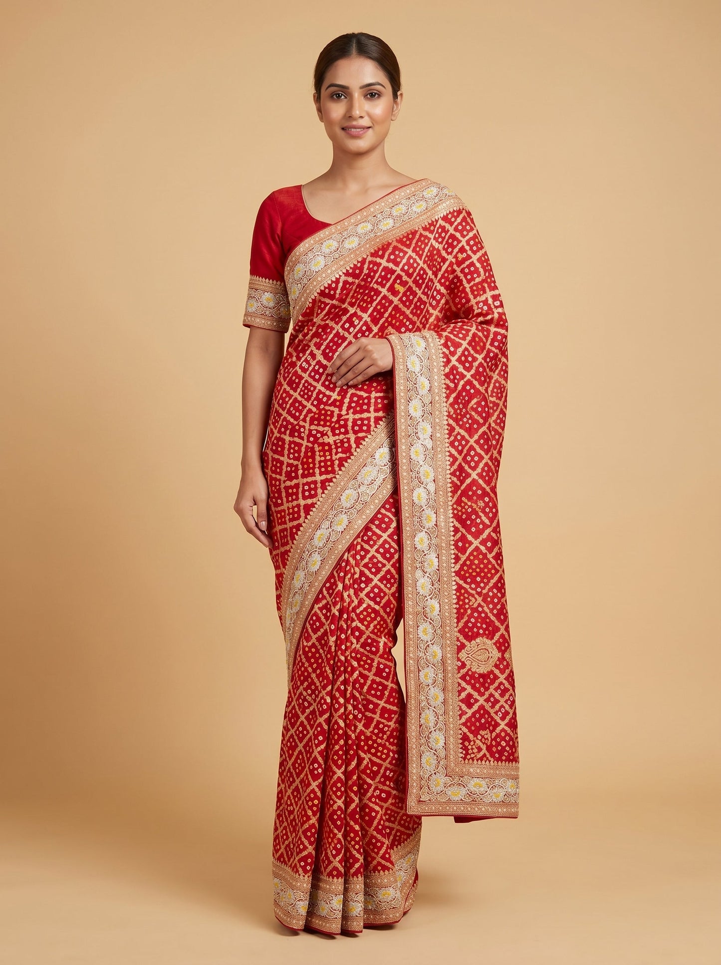 Red Masterful Embroidery Saree