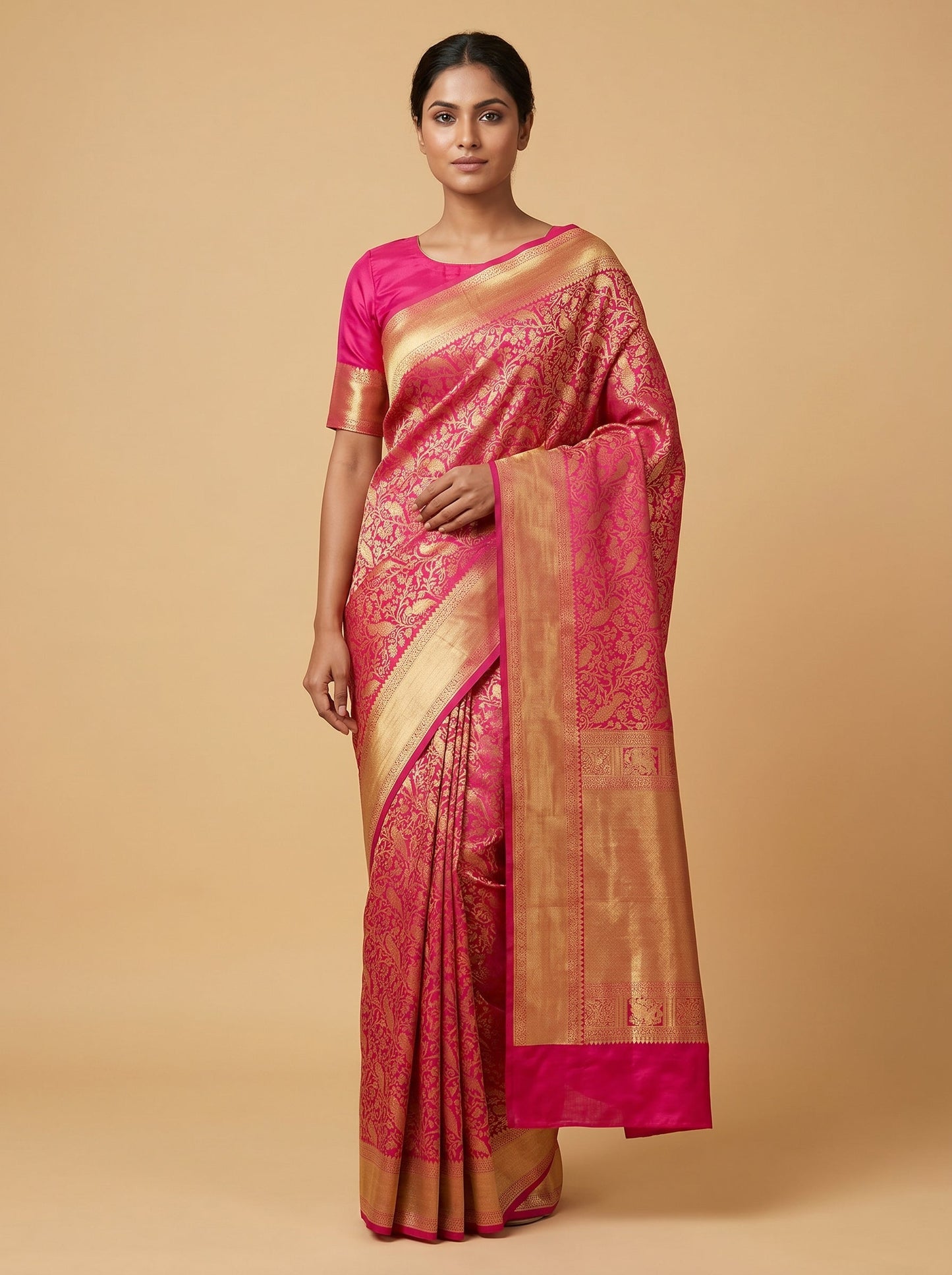 Red Rani Twin Shade Handloom Saree