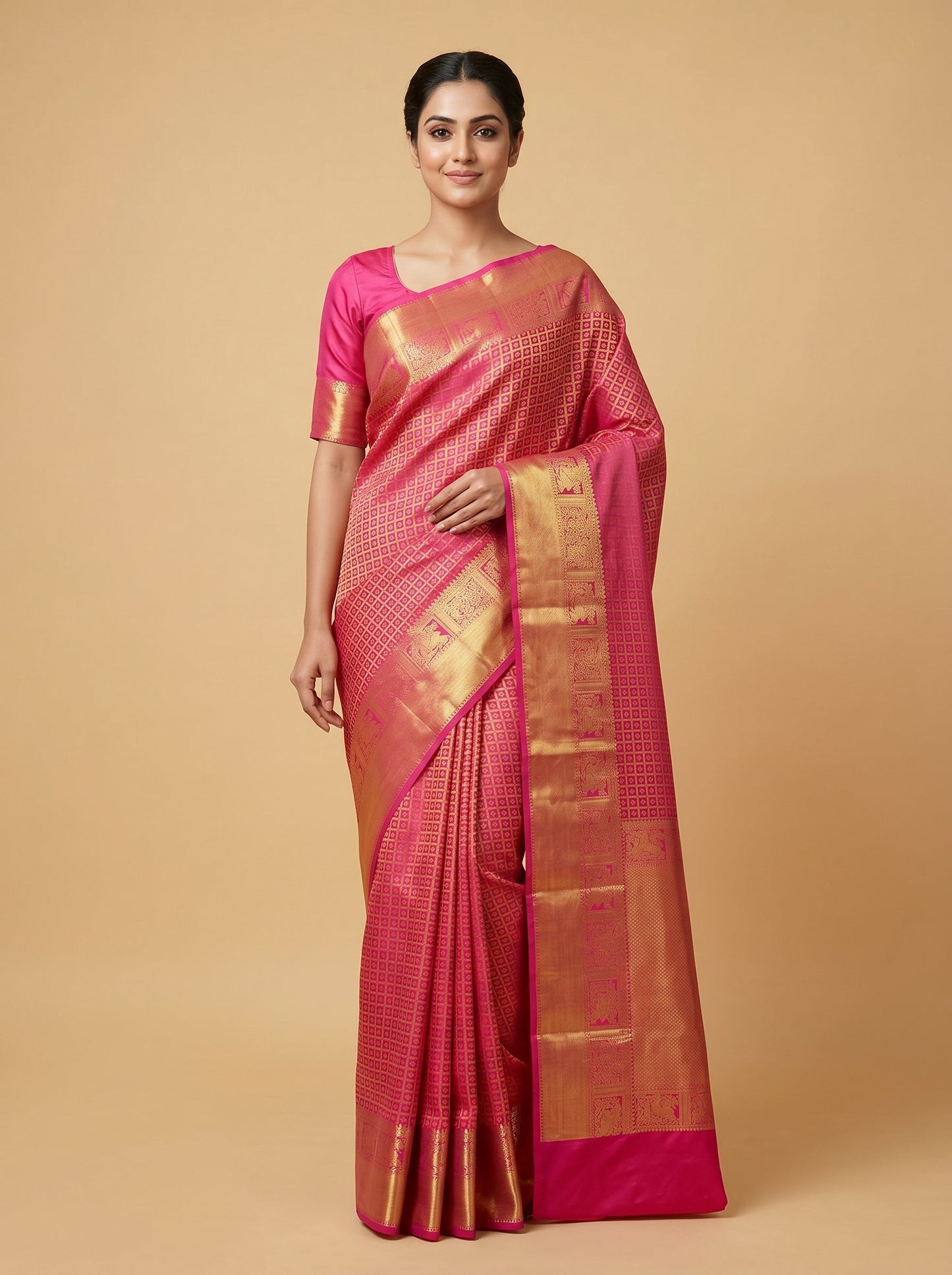 Red Rani Vibrant Blend Handloom Saree