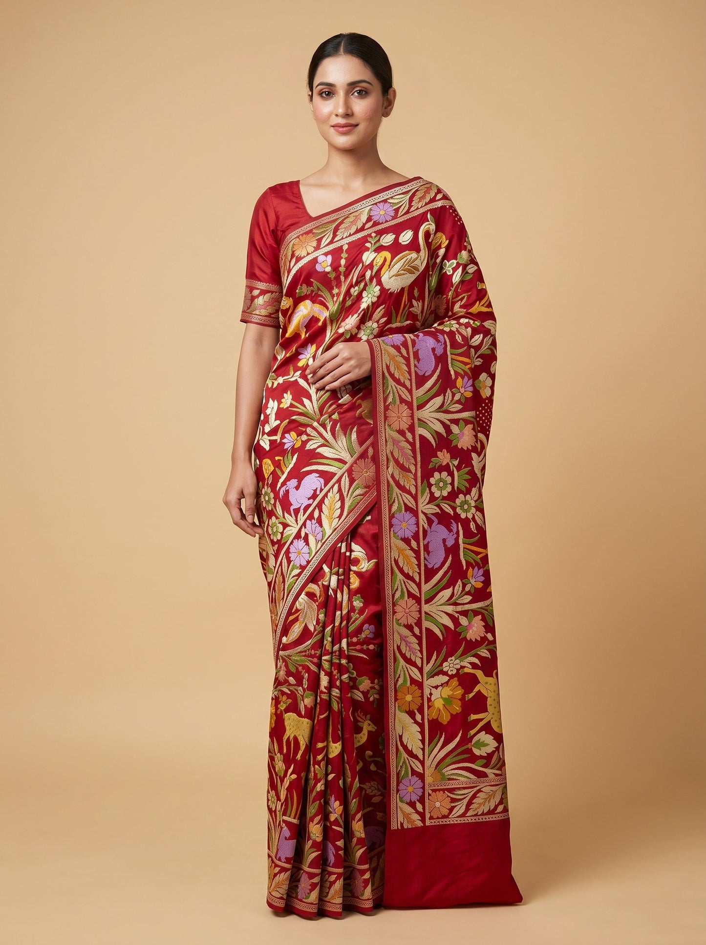 Red Rich Bandhani Saree