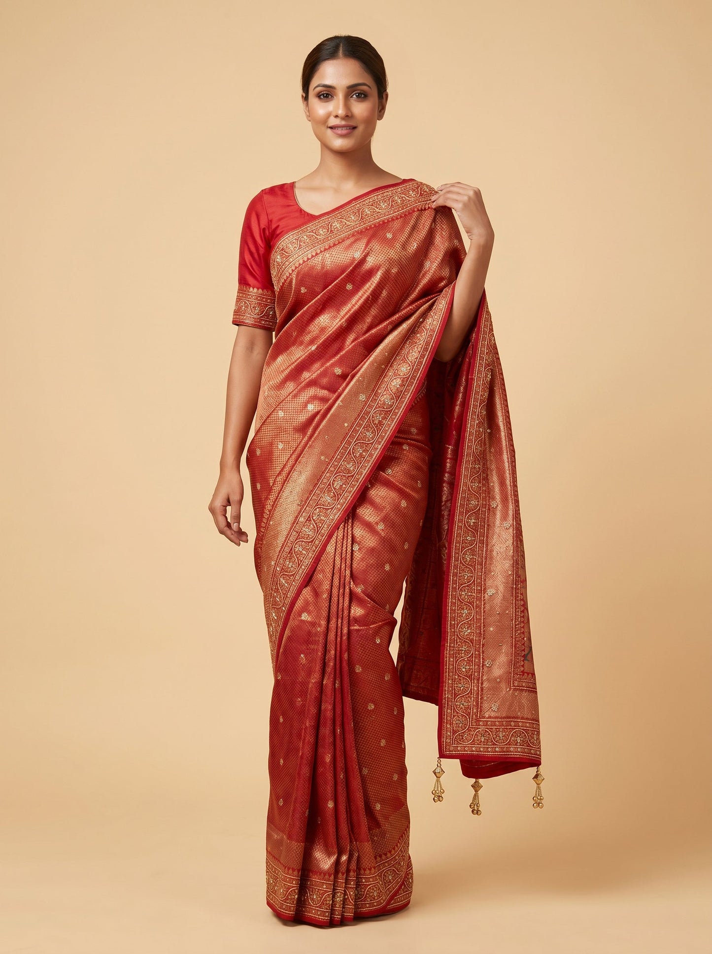 Red Rich Stitch Saree
