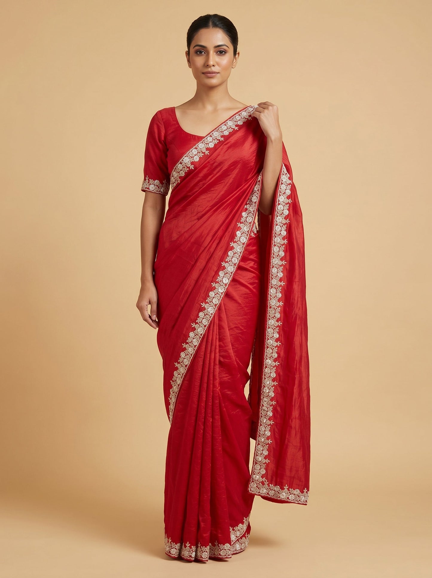 Red Ruby Charm Embroidered Saree