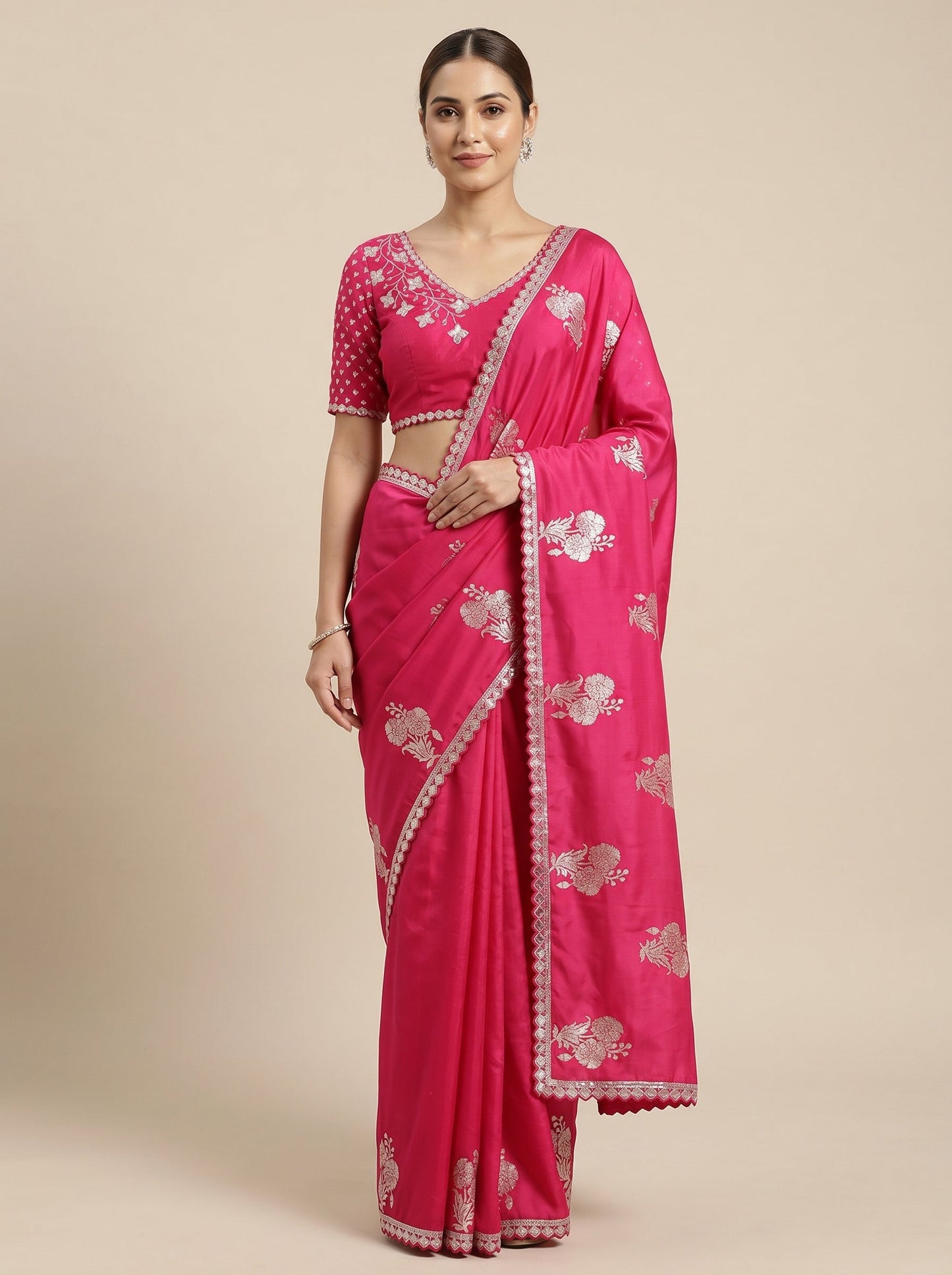 Red Ruby Glow Embroidered Saree
