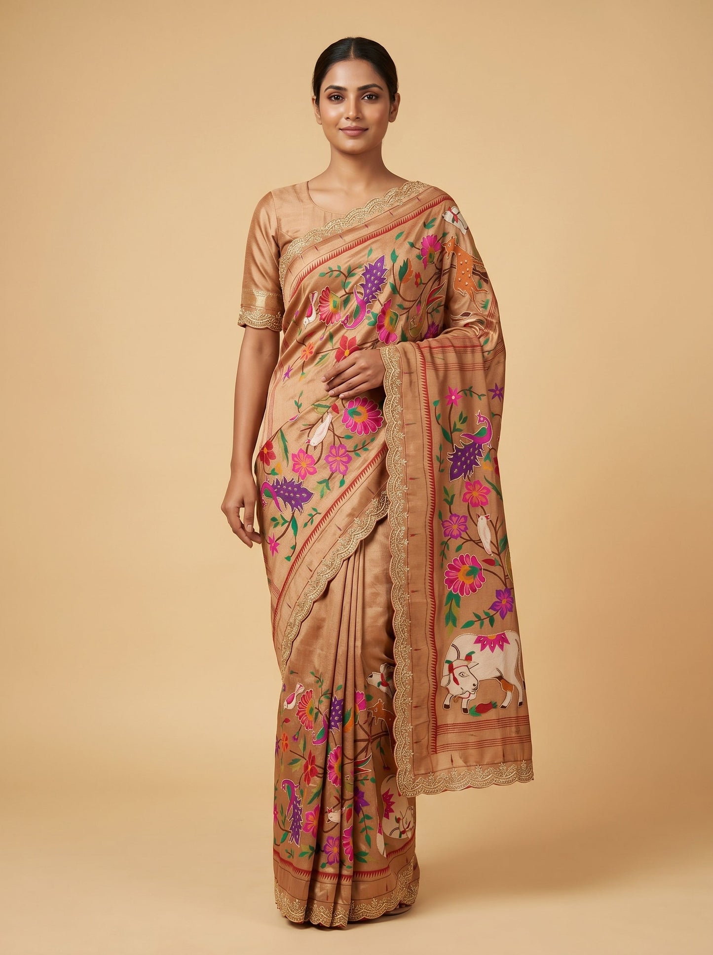 Red Scarlet Bloom Embroidered Saree