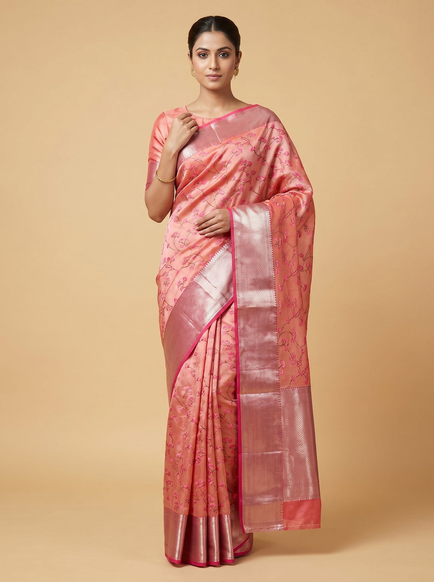 Red Shaded Glow Handloom Saree