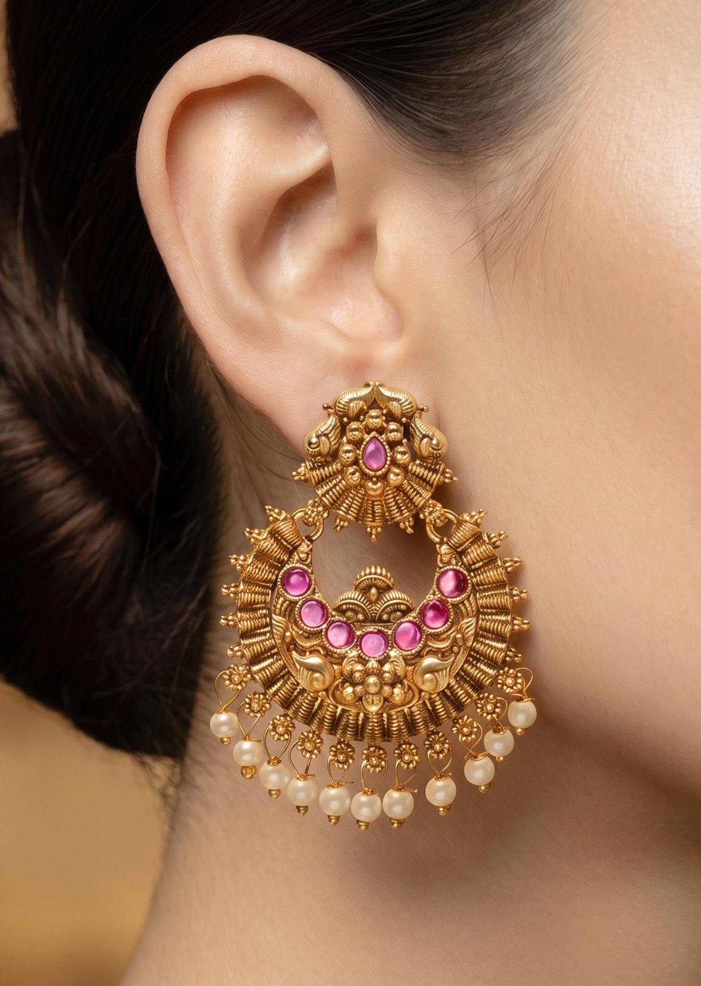 Red Stone Drop Earrings