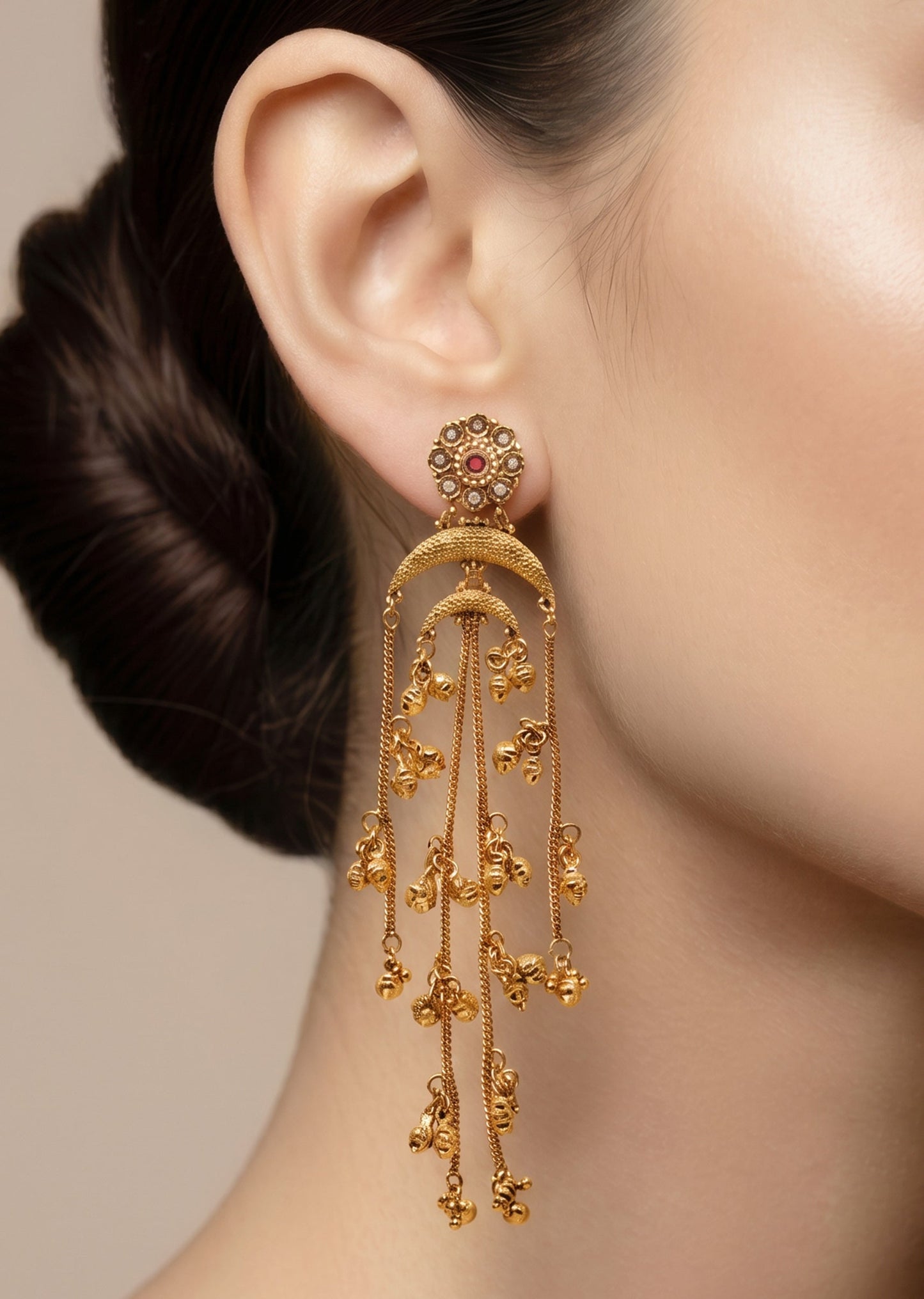 Red Stone Long Dangler Earrings