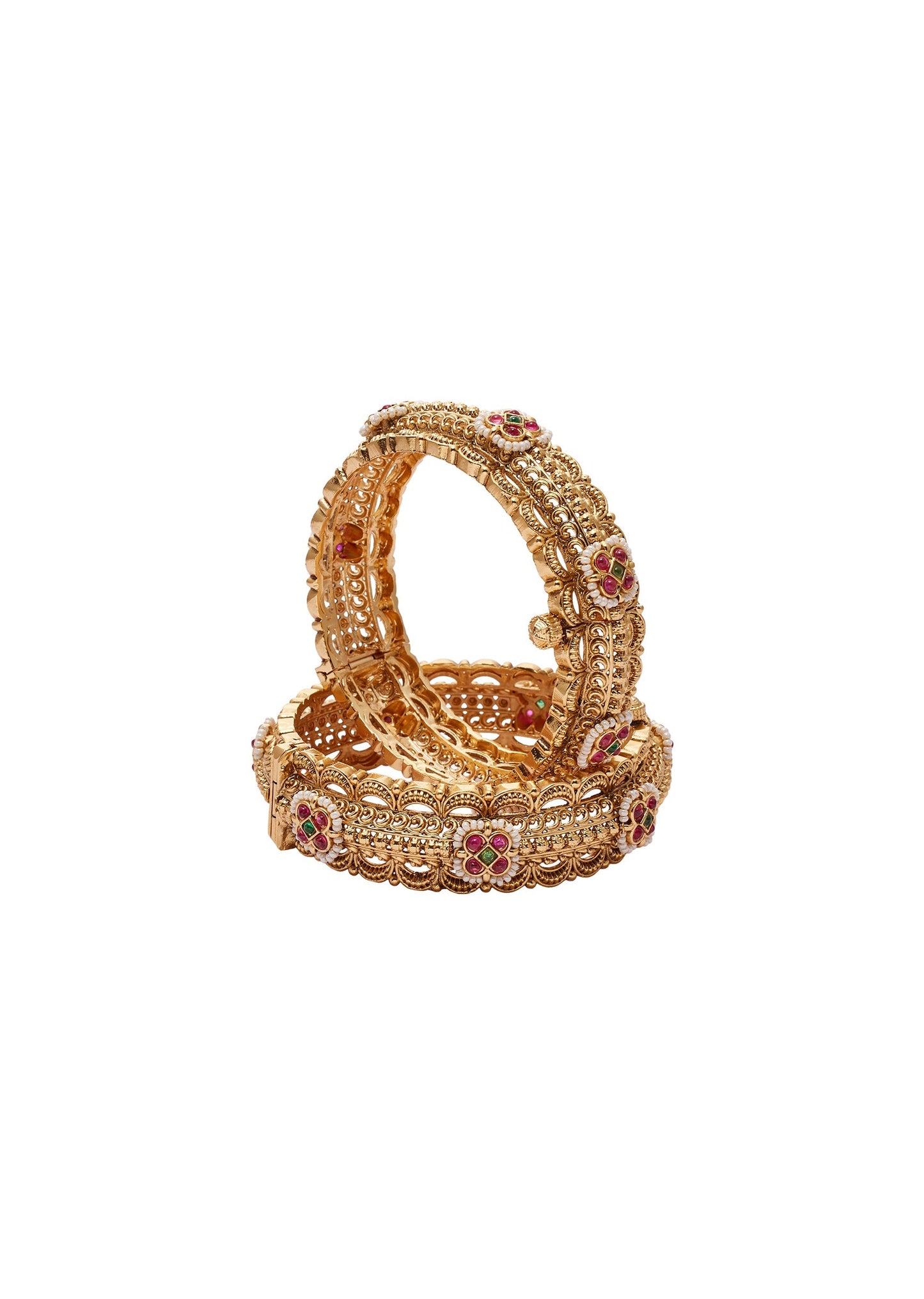 Red Stone Rajwadi Bangles