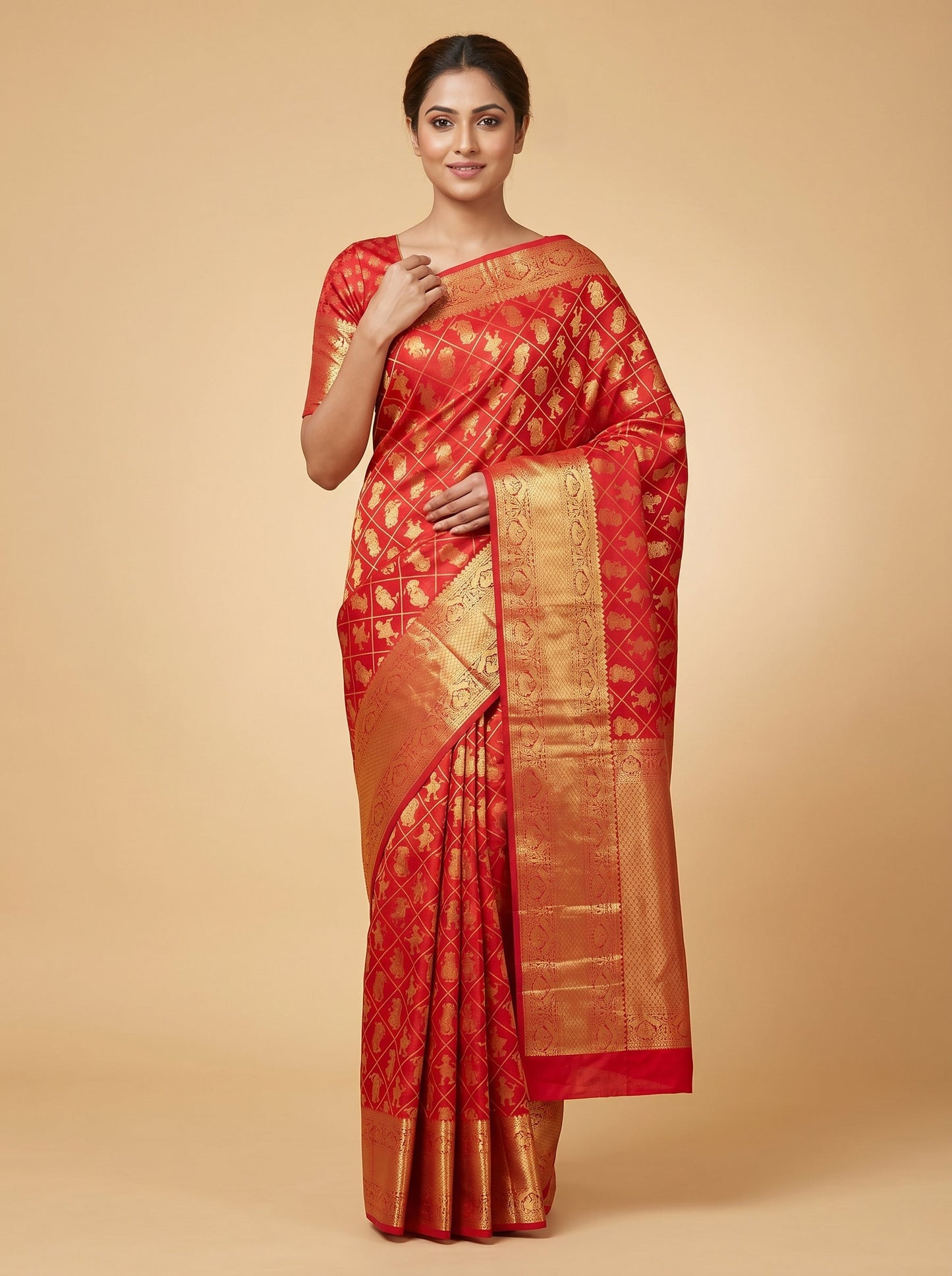 Red Strong Finish Handloom Saree
